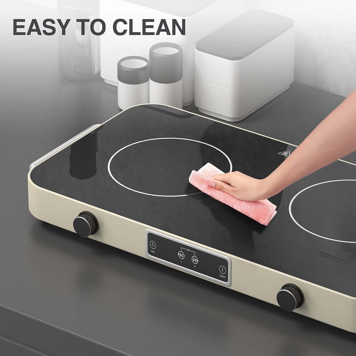 Electric Cooktop, Electric Stove 2 Burners with Knob Control - photo 3