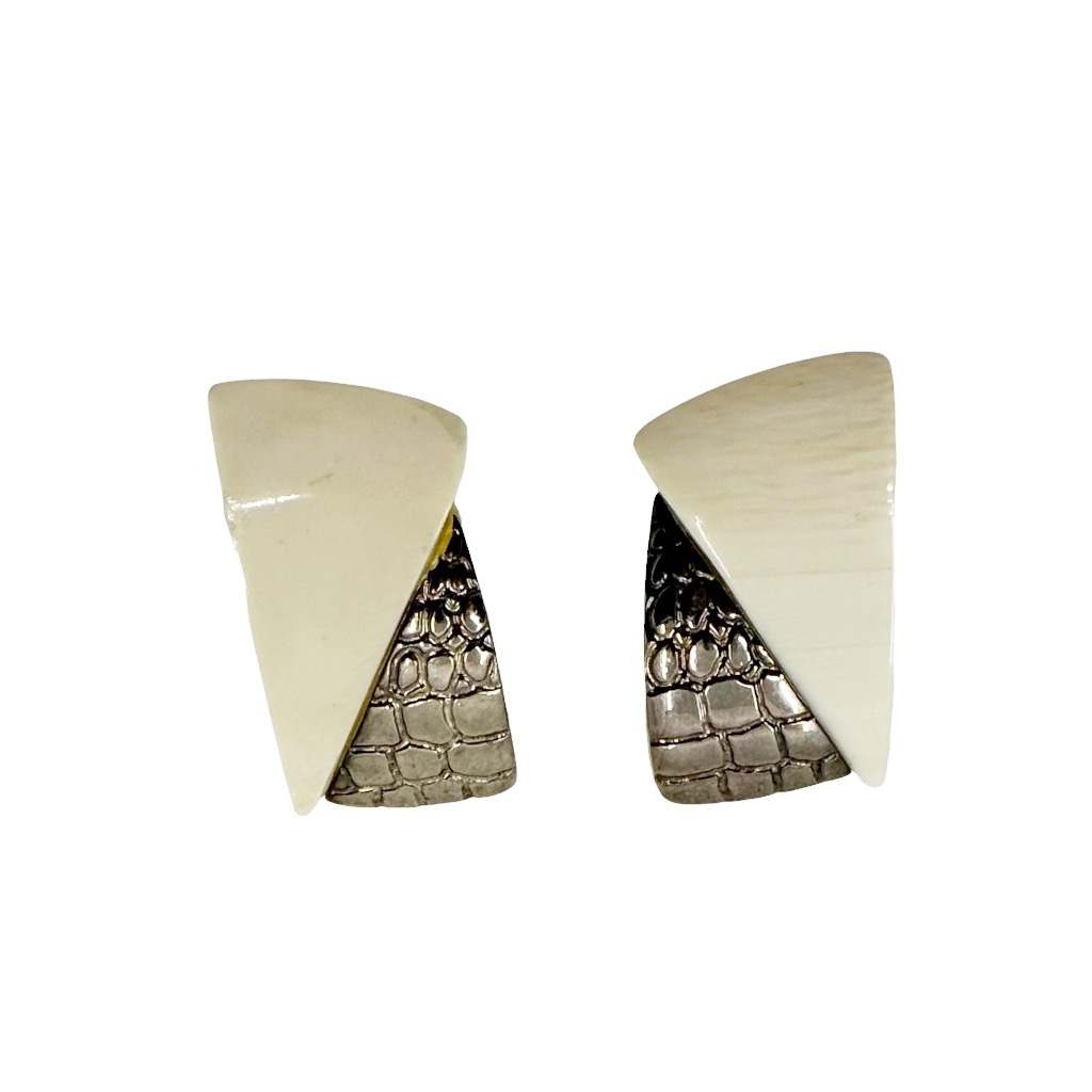 Vintage Sterling silver bone earrings - GM1005