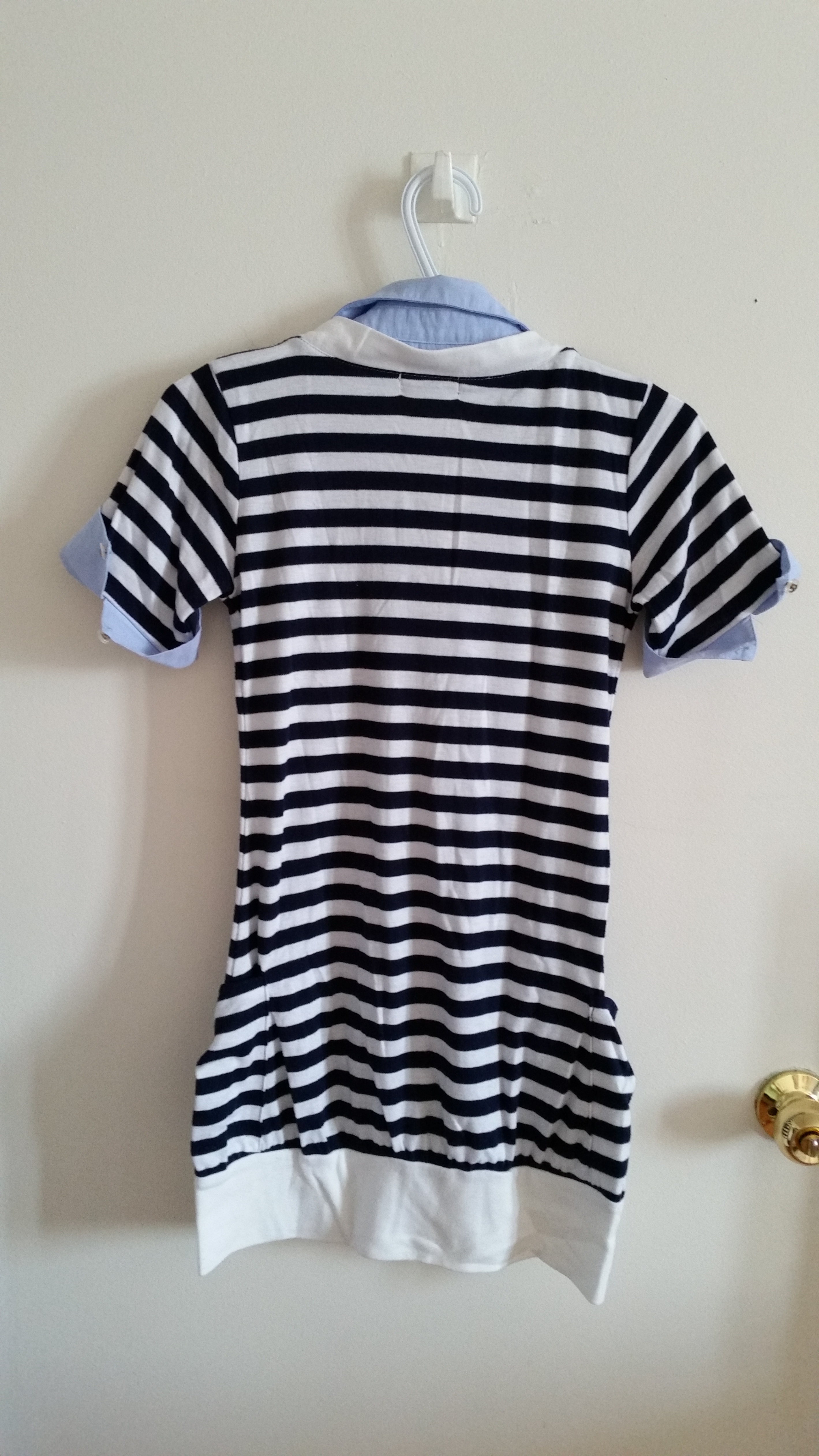Japanese Brand Dosch Navy Sailer Striped Button Collar Dress - photo 3