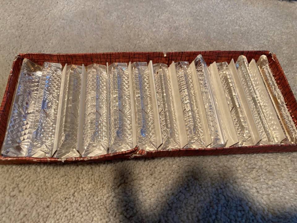 European vintage crystal knife setters