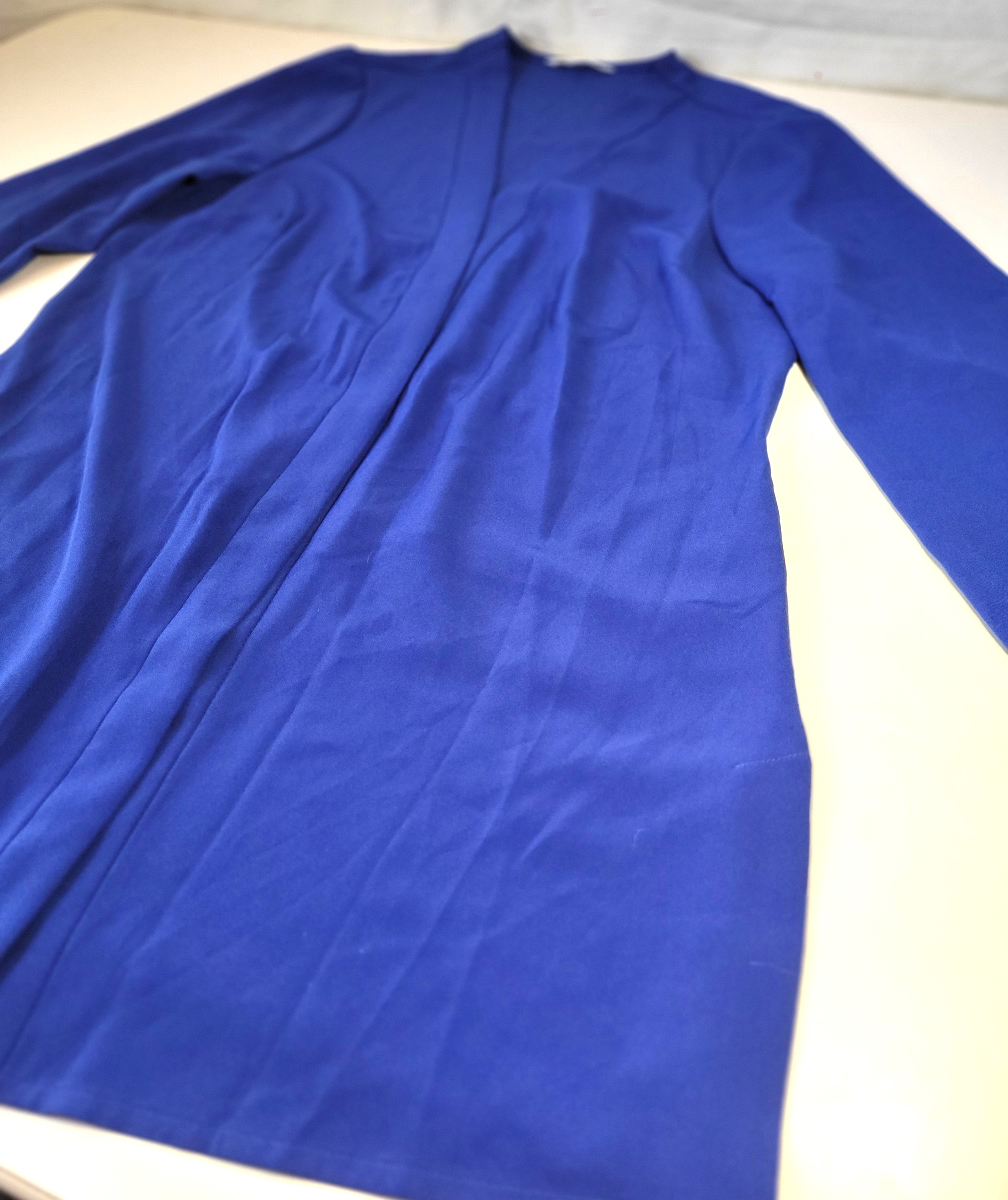 Cleo Royal Blue Open Front Cinched Back Cardigan Blouse Large - photo 4
