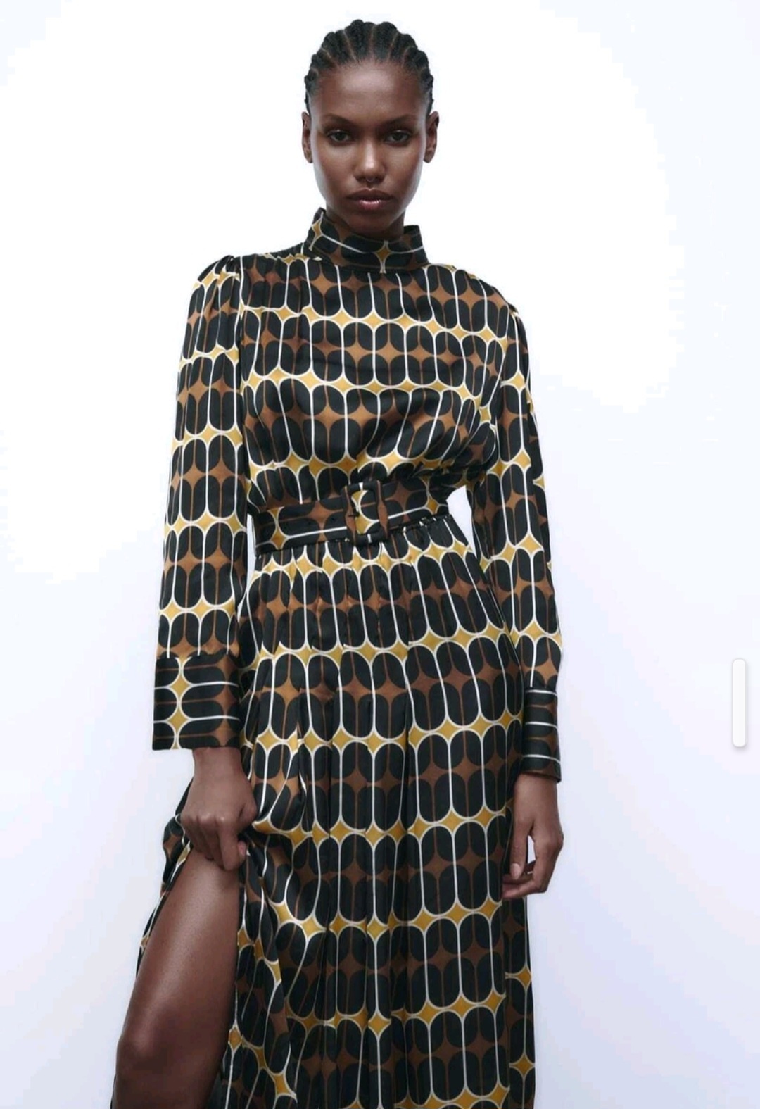 ZARA Geometric Pattern Long Sleeve Dress - photo 4