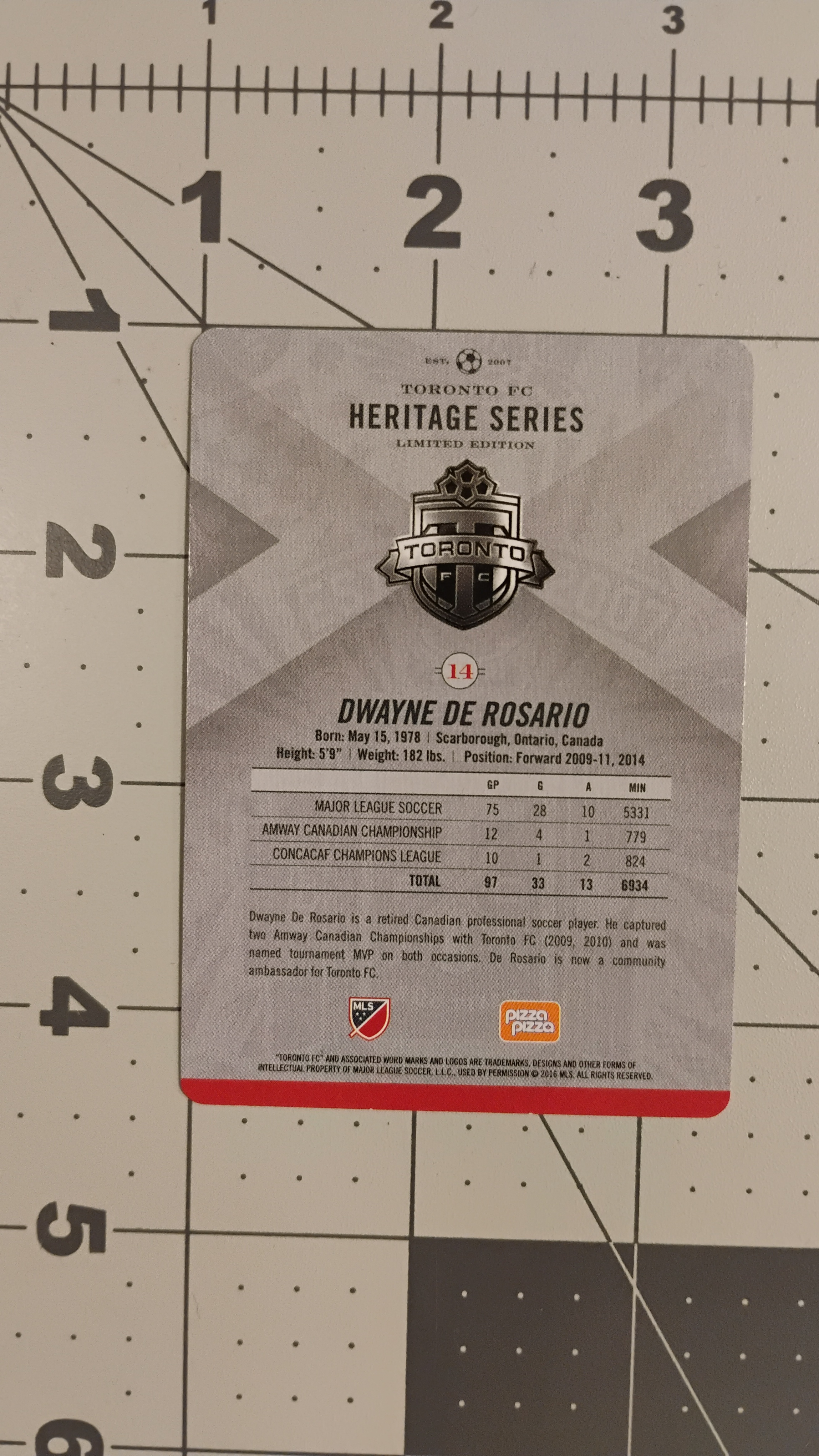 Toronto FC TFC Dwayne De Rosario Heritage Series Trading Card - photo 2