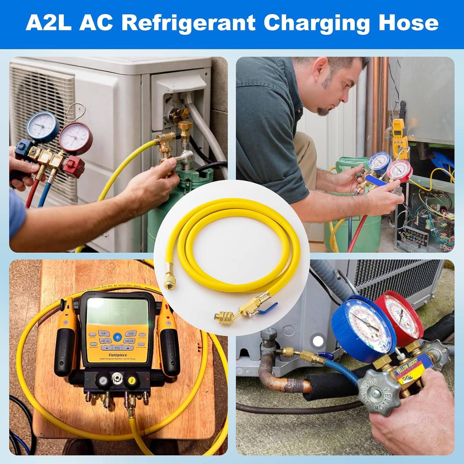 A2L Refrigerant Charging Hose with Ball Valve for R-32 & R-454B, - photo 4