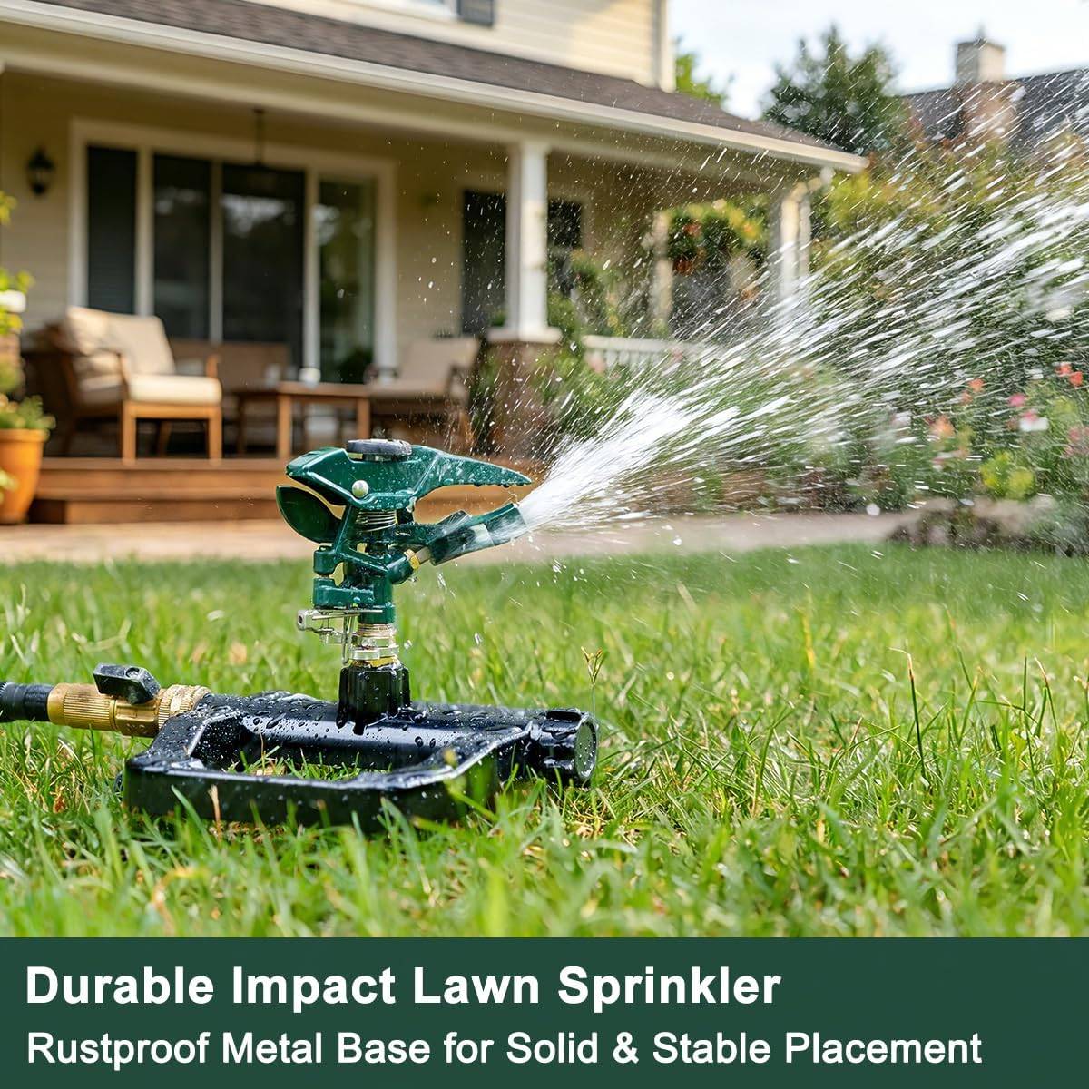 Heavy Duty Metal Impact Sprinkler 360° Adjustable, 5,800 Sq Ft - photo 2