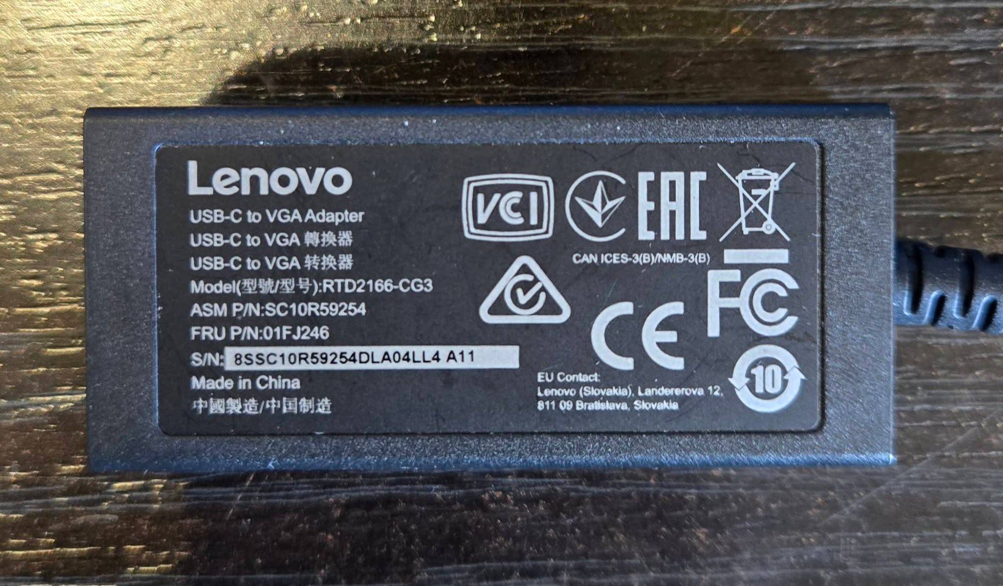 Lenovo USB 3.0 to VGA Adapter for Converting USB-C Video - photo 2