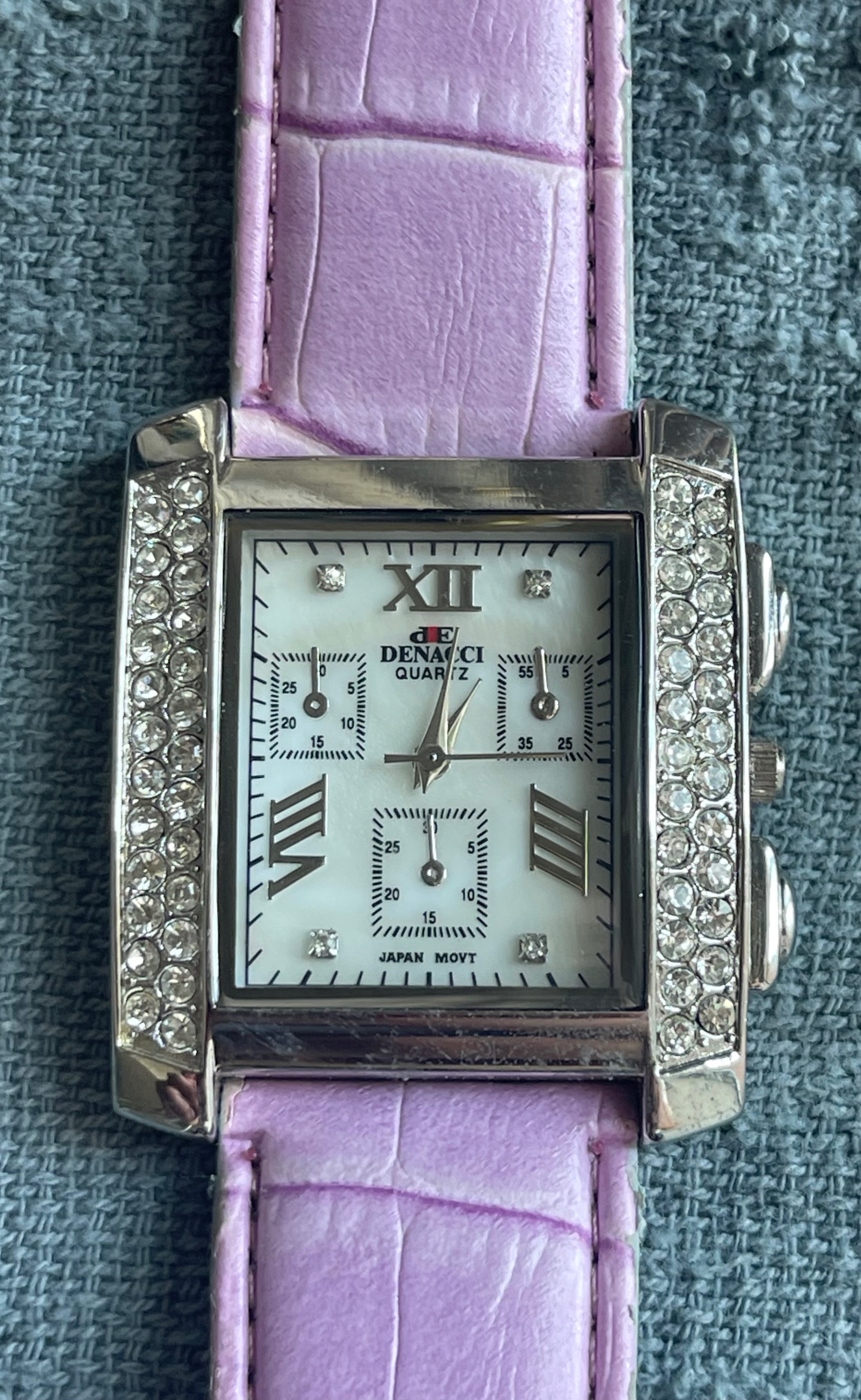 Vintage Denacci Lavender Crystal Watch – Genuine Leather