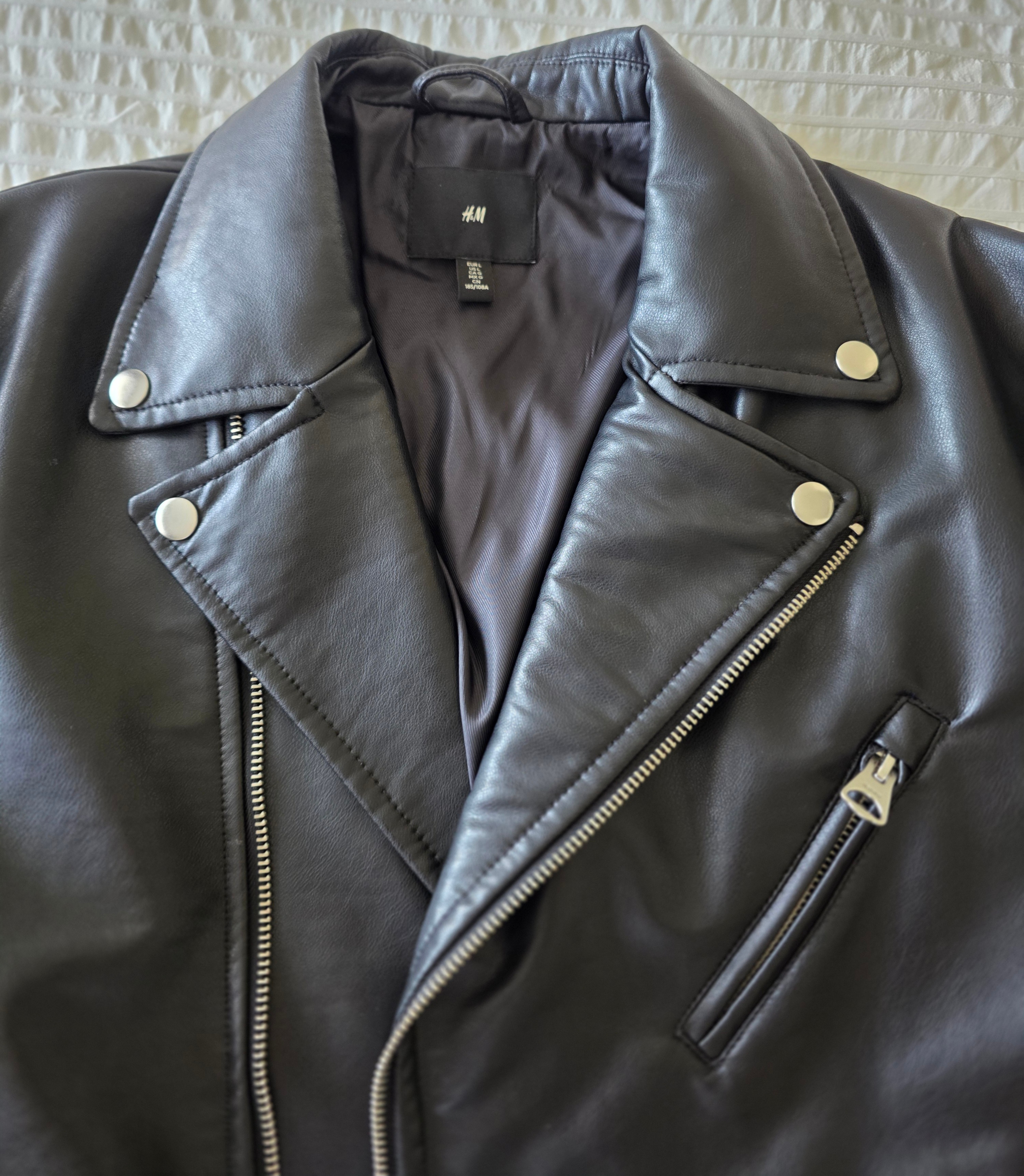 Men's H&M Polyurethane/Leather Look Biker Jacket-BRAND NEW - photo 3