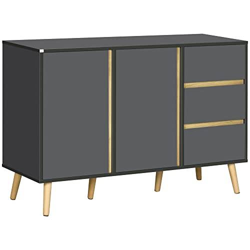 HOMCOM Sideboard Buffet Cabinet - Dark Grey, 3 Drawers 2 Doors - photo 4