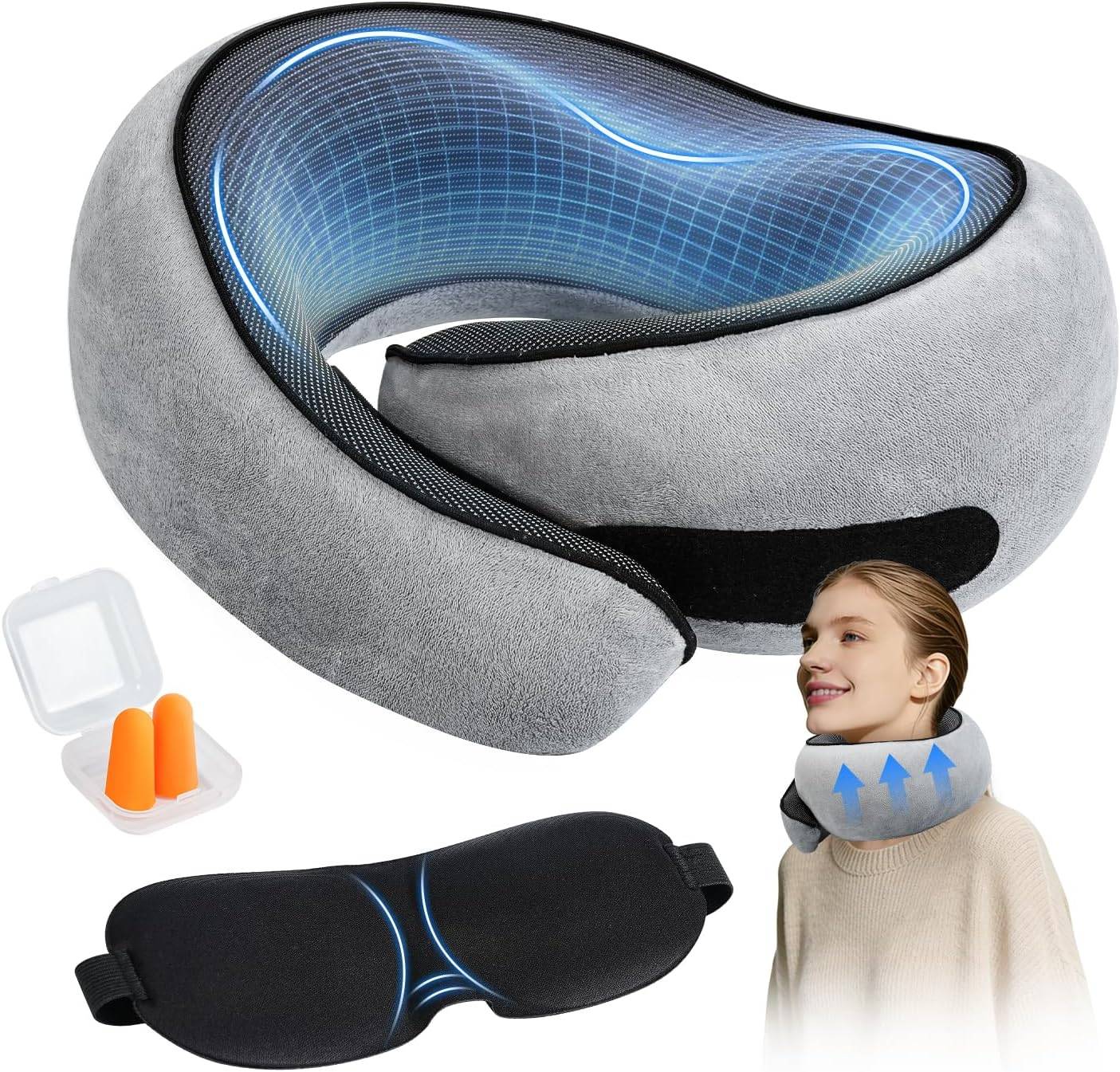 Travel Neck Pillow for Airplane & Car – Ergonomic Memory Foam - photo 2