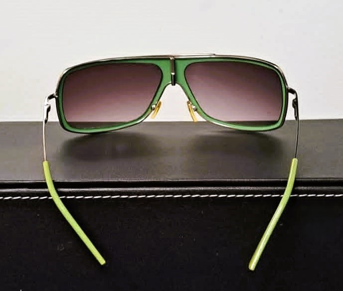 NEW Vintage Y2K Lime Green Shield Sunglasses Rave/Cyber Aviator - photo 2