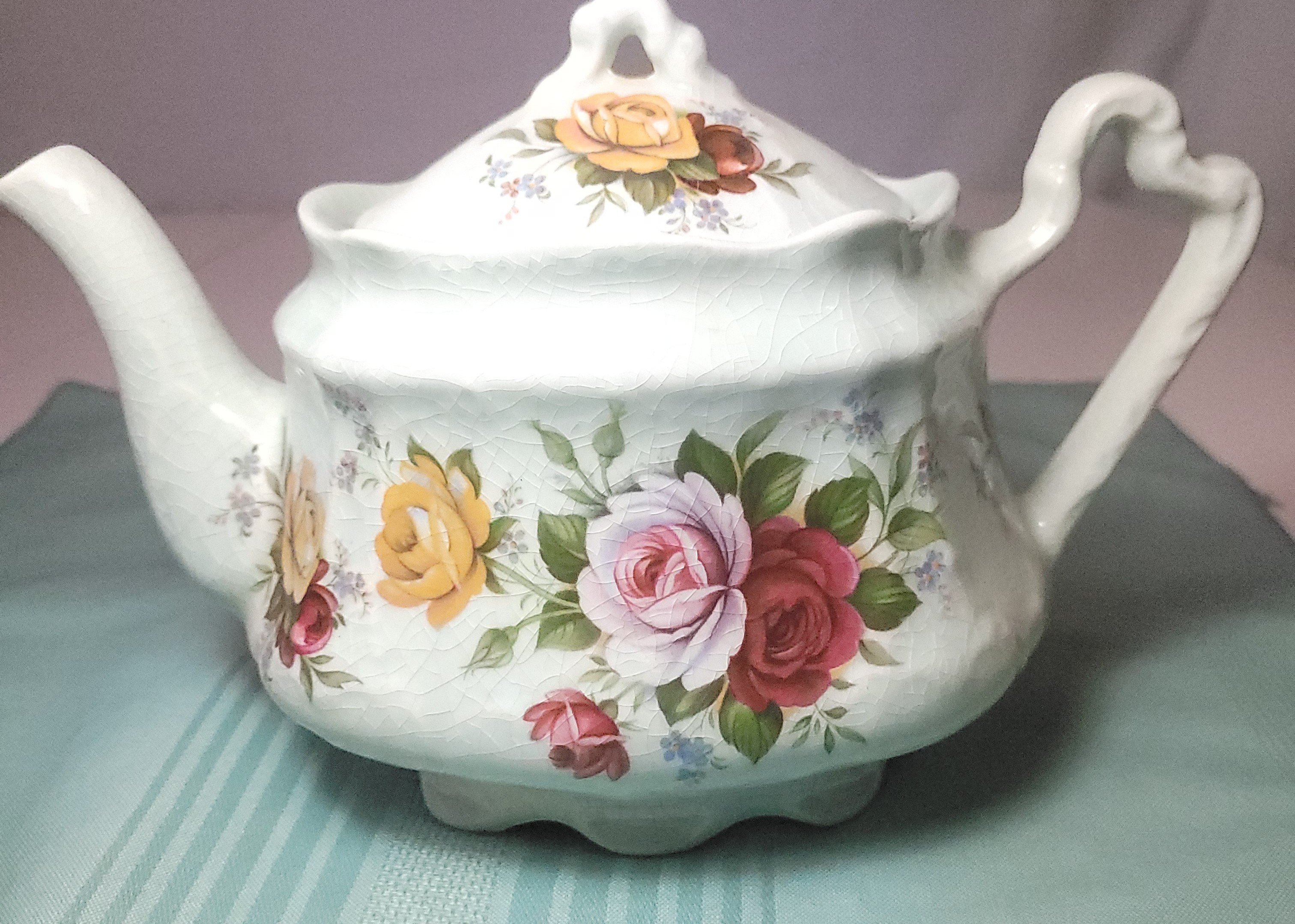 Circa 1950s HJ Wood Kew Floral Teapot England