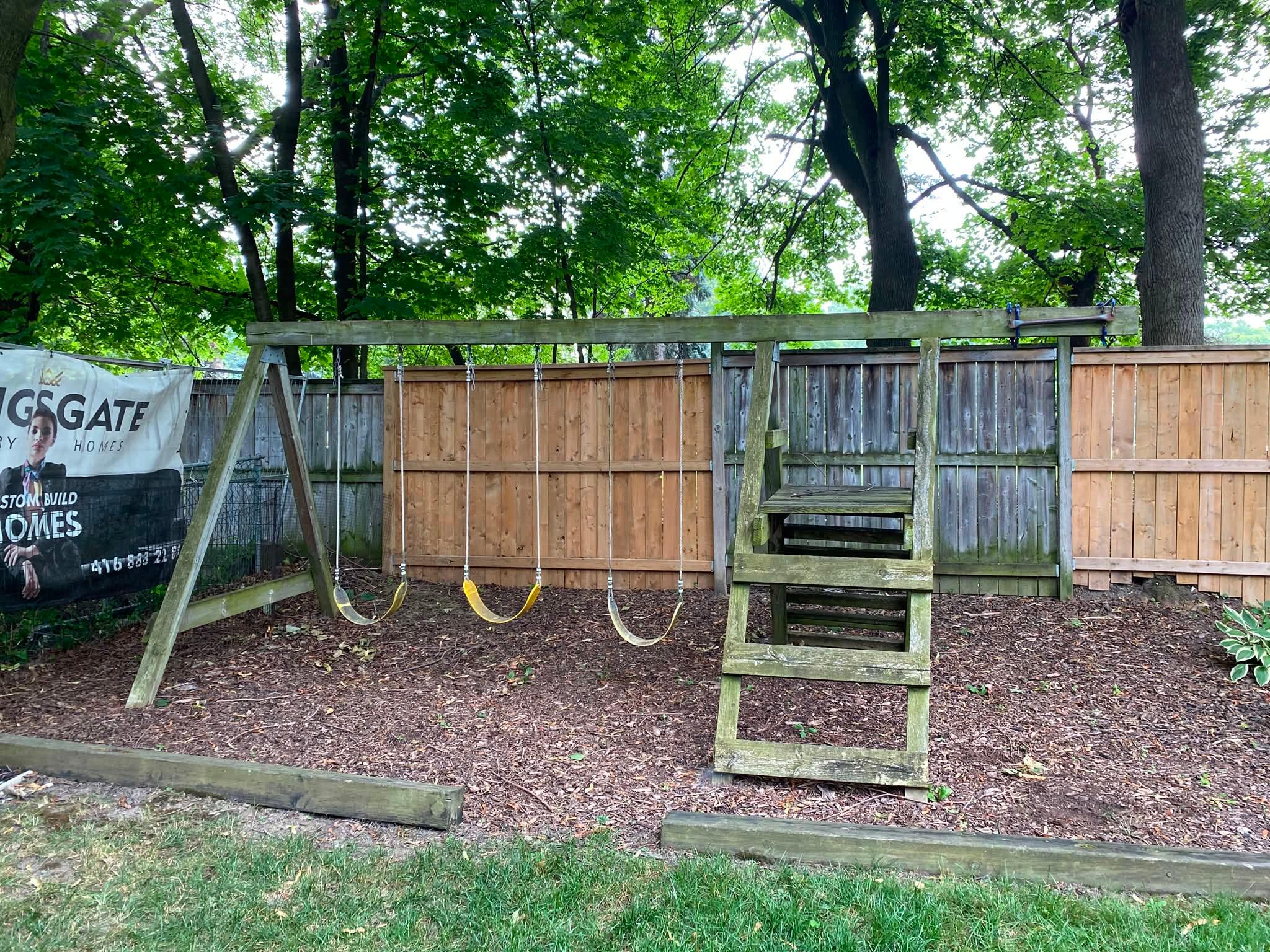 Well loved swing set - three swings + pull up bar