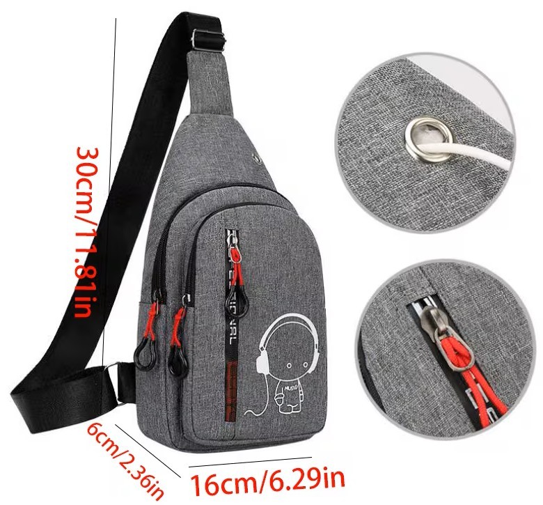 Unisex GREY Crossbody Bag/Shoulder Bag/Adjustable/Zipper-NEW - photo 5