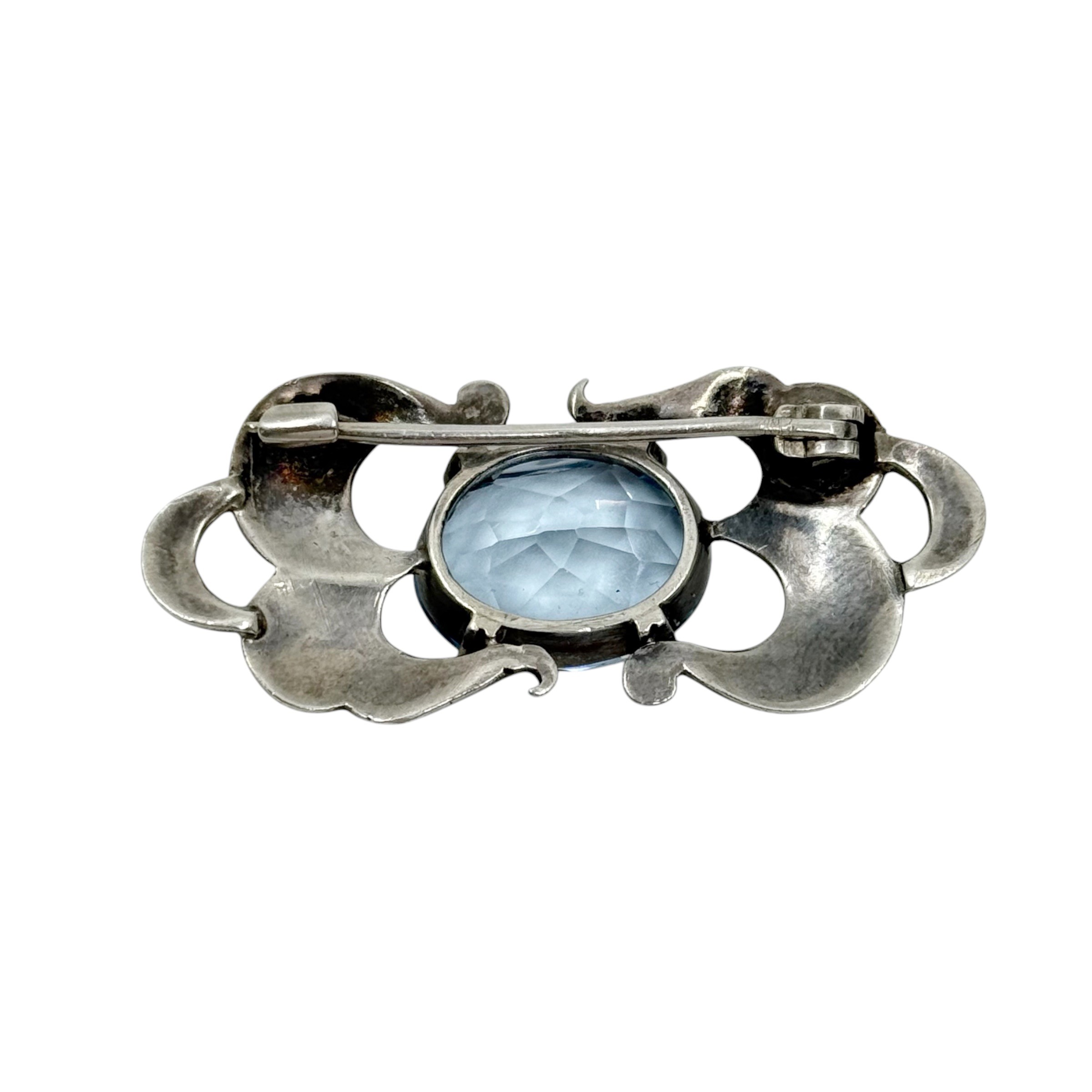 Vintage 925 sterling silver blue spinel brooch - photo 3