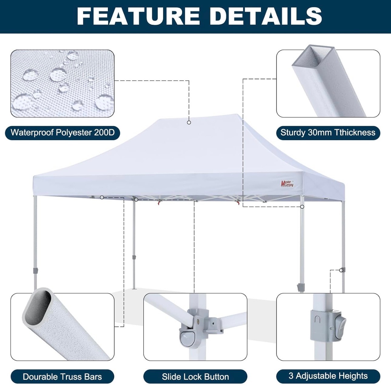 MASTERCANOPY Pop Up Canopy Tent 10x15 Instant Shelter Heavy Duty - photo 5