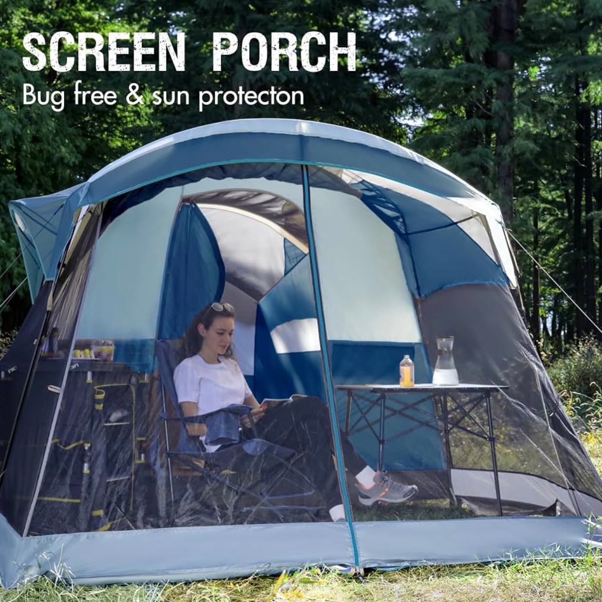 Portable Camping Tent with Screen Room Water Resistant 8 person - photo 2