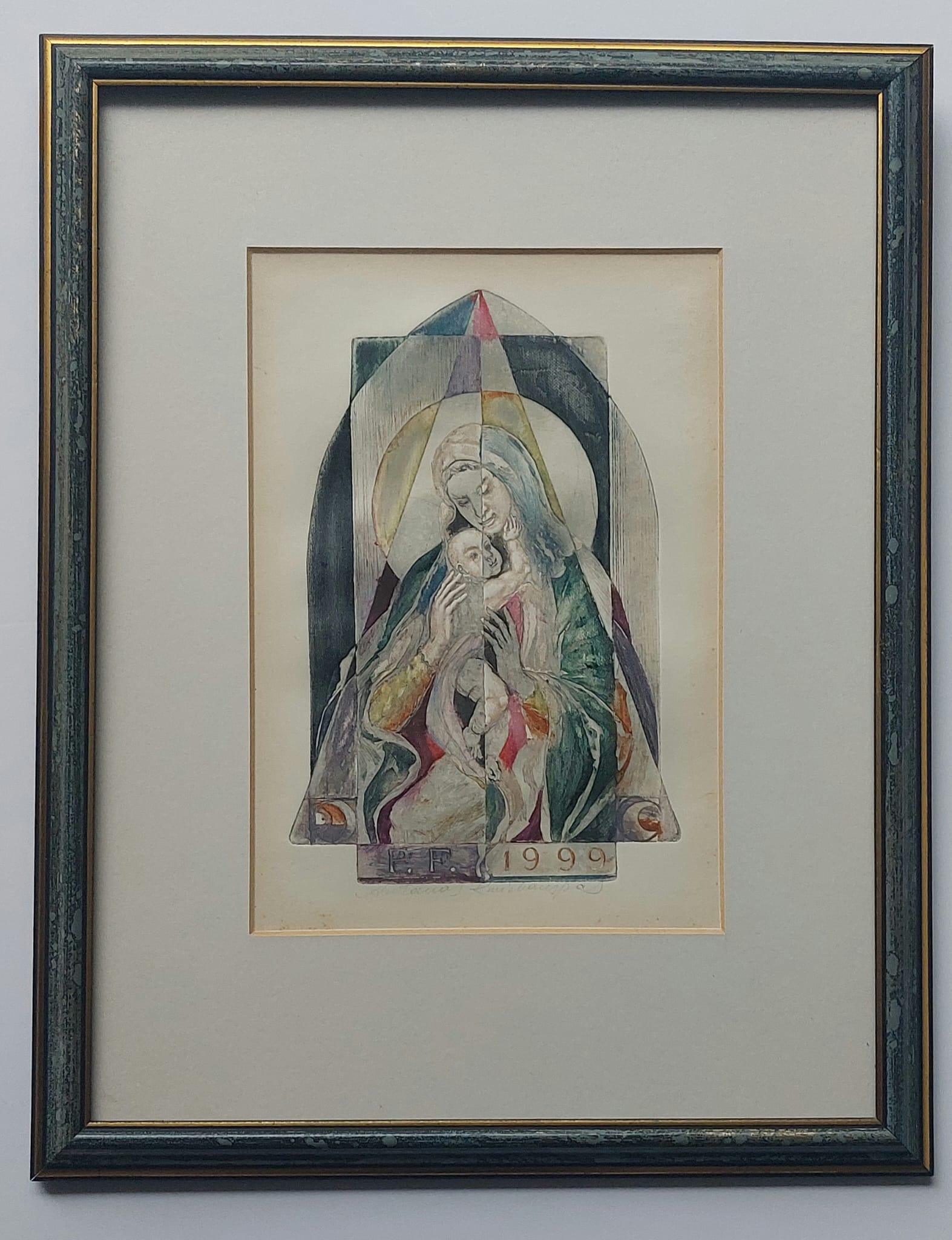 Signed Antanas Kmieliauskas Lithograph – Madonna & Child (1999)