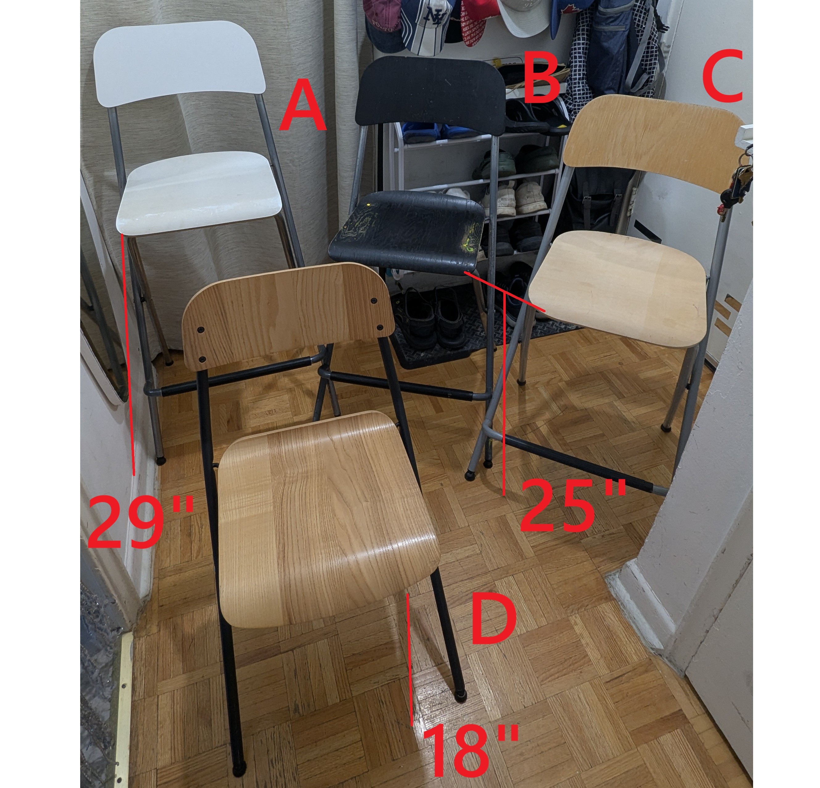 FRANKLIN Bar Stool with backrest, foldable, counter height Chair