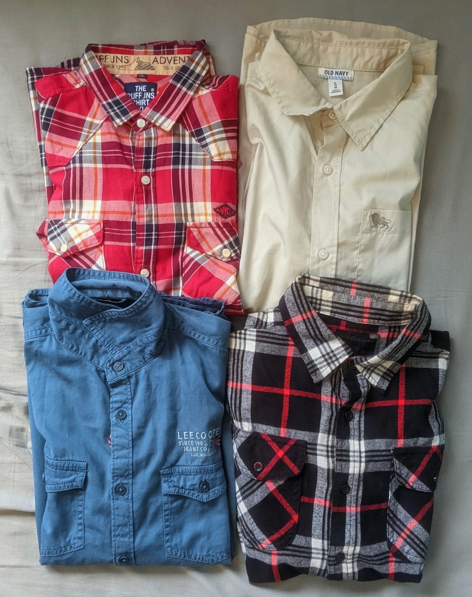 4 Men’s Button-Down Shirts Bundle (Boy's Large - Men's Small)