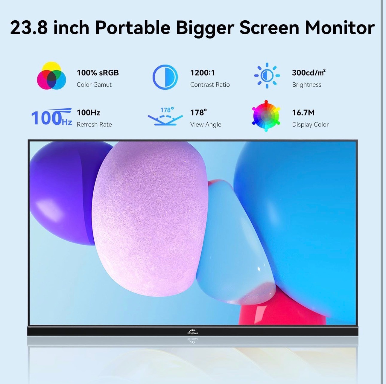 Portable Monitor 23.8" 100Hz IPS FHD 1080P Freesync Dual Speaker