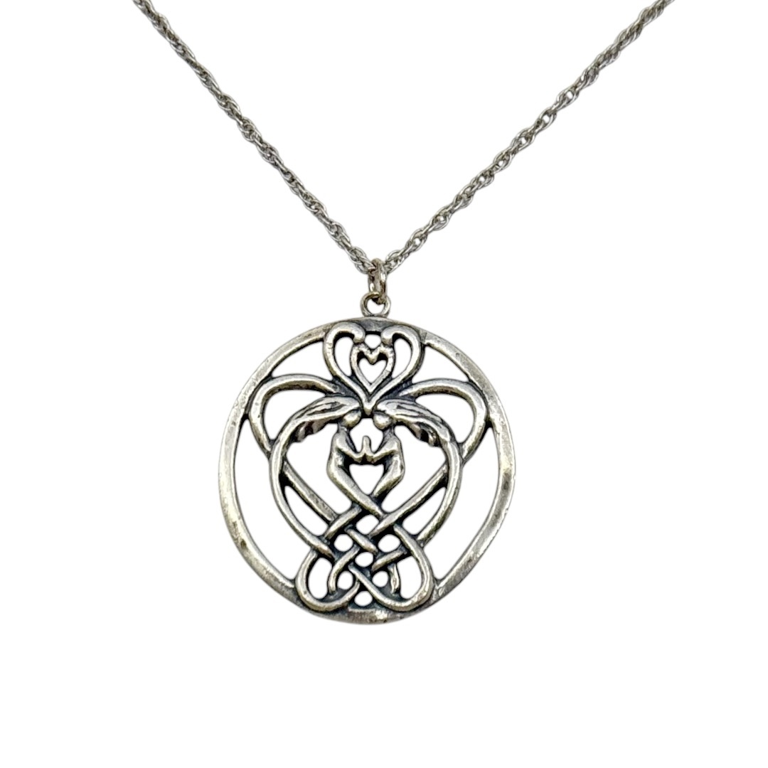 SAW 925 sterling silver celtic knot couple pendant