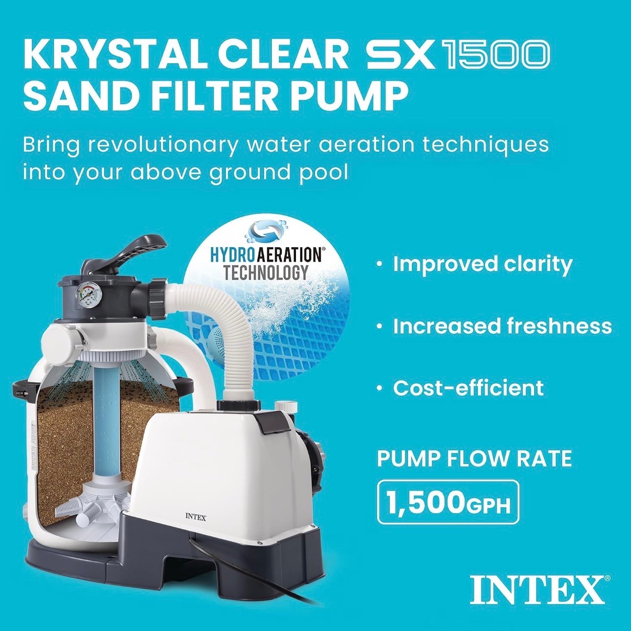 INTEX 1500 GPH Krystal Clear Sand Filter Pump Swimming Auto Time - photo 3