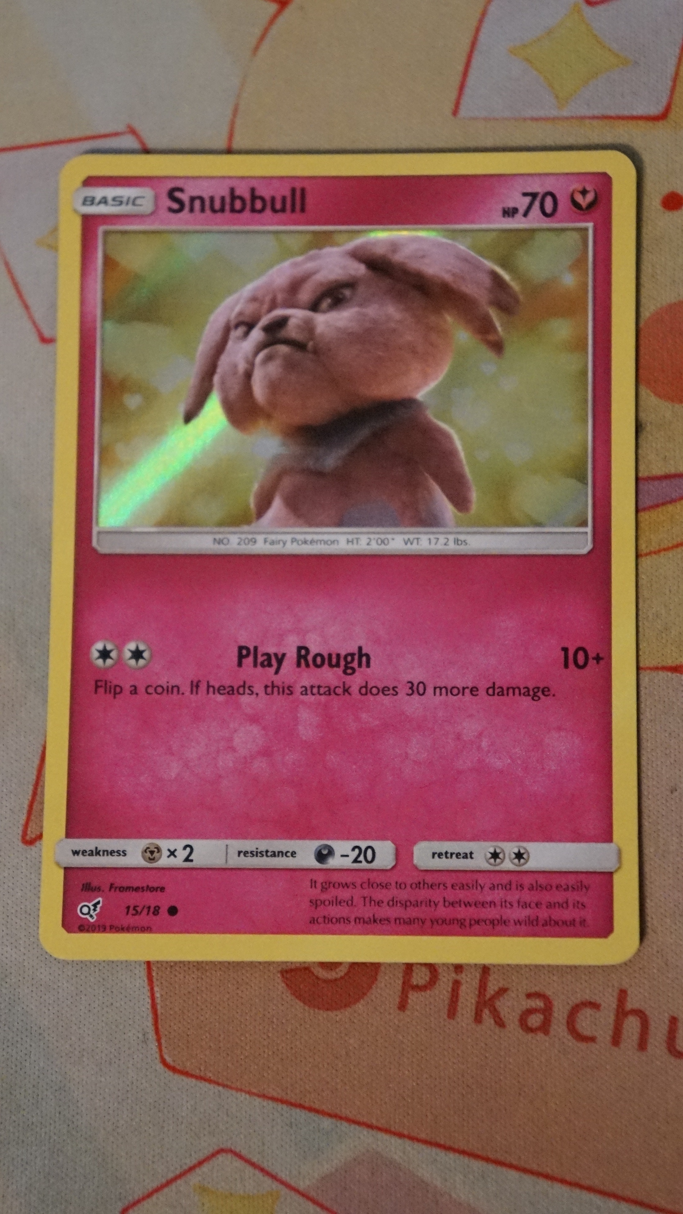 Pokemon Snubbull 15/18 Detective Pikachu Holo LP - photo 3