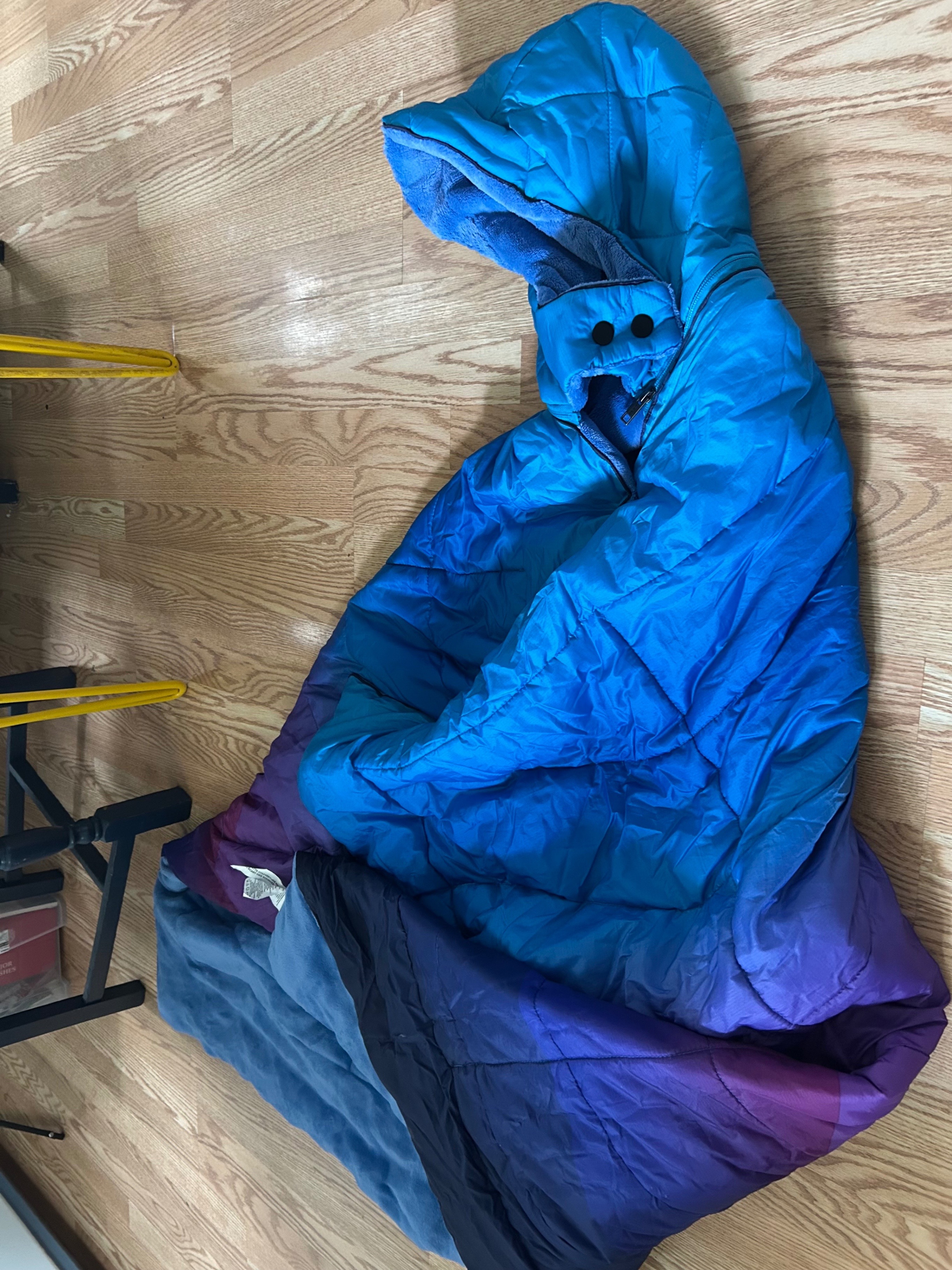Purple/Blue Fleece Lined Blanket/Poncho - 137cm x 182cm