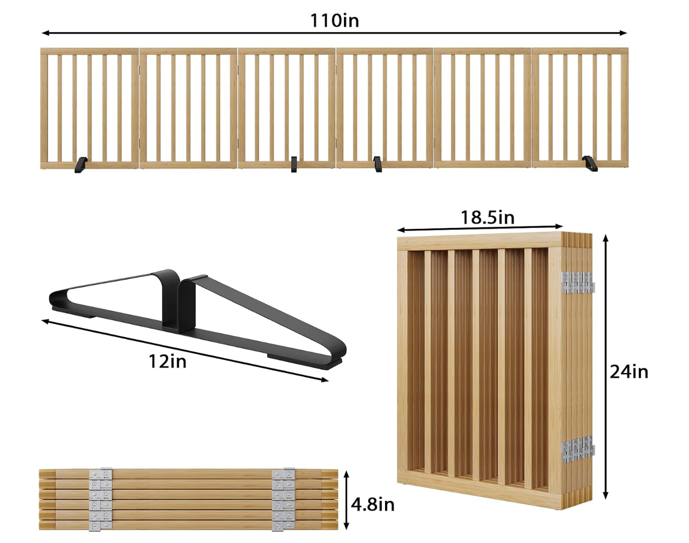 Extra Wide Gate Bamboo for Doorways House Stairs Freestanding - photo 3