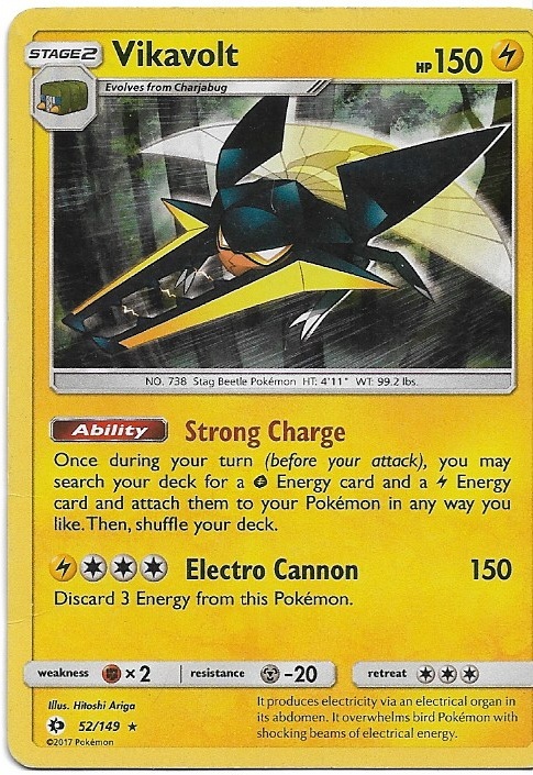 Pokemon Vikavolt 52/149 Sun & Moon Base Holo DMG