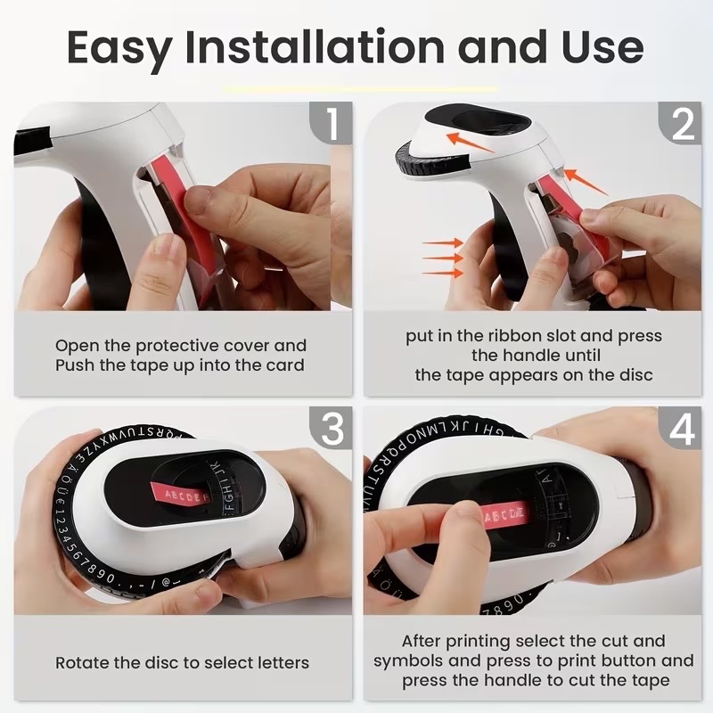 Embossing Label Maker - Black/White with 6 Tapes - photo 5