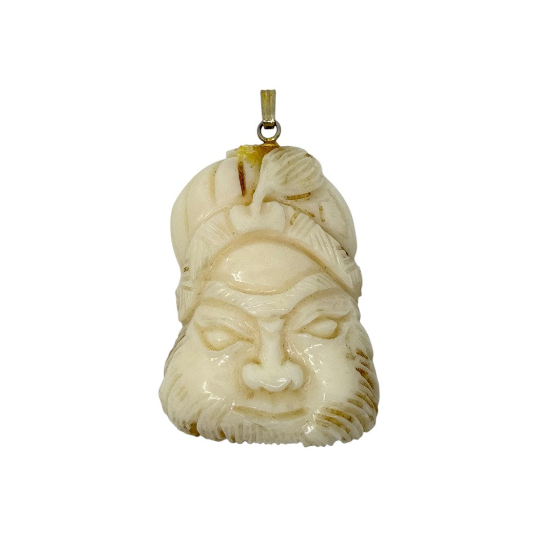 Vintage Chinese Angel Skin Coral Asian man pendant - GM1221