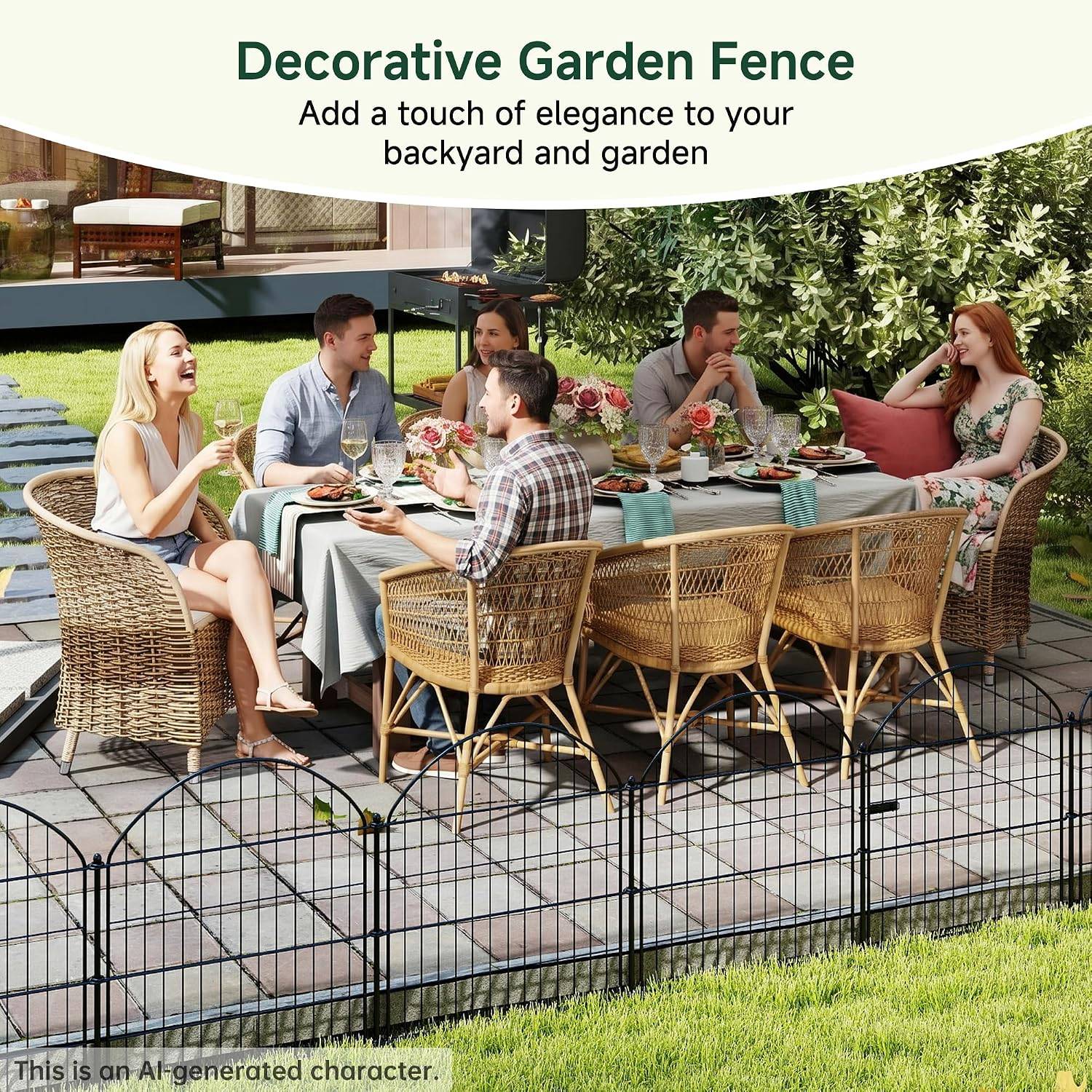 10 Panels No Dig Decorative Garden Fence with Gate - photo 3