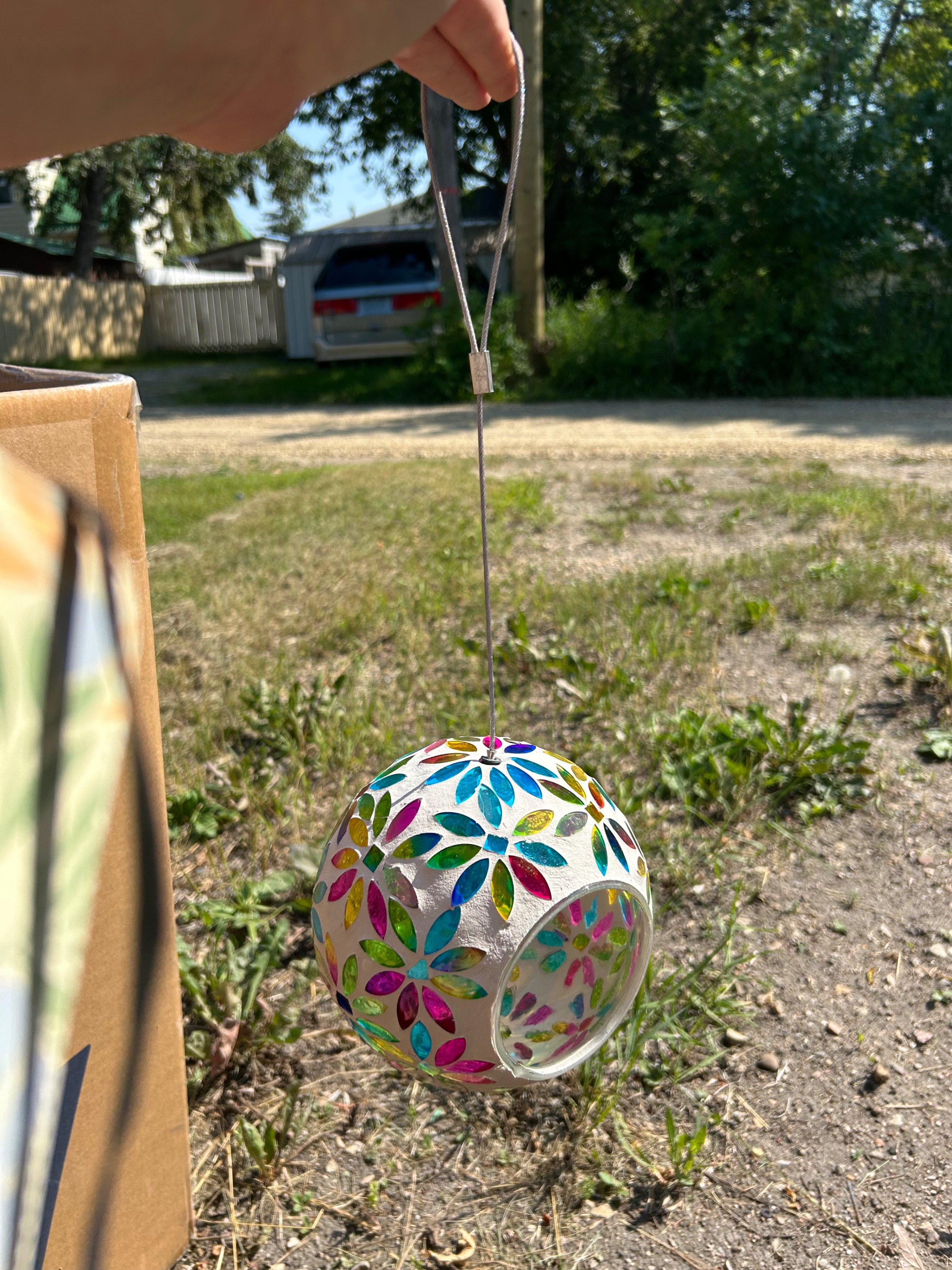 Plaster and Stained Glass Bird Perch/Feeder - photo 2