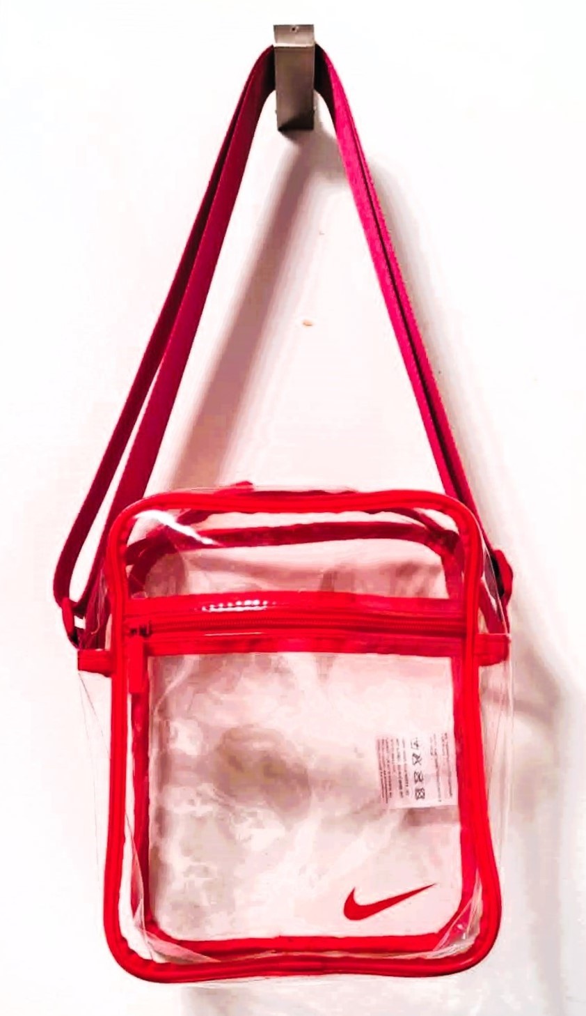 New Nike Heritage Crystal Clear Crossbody Bag - Red/Transparent