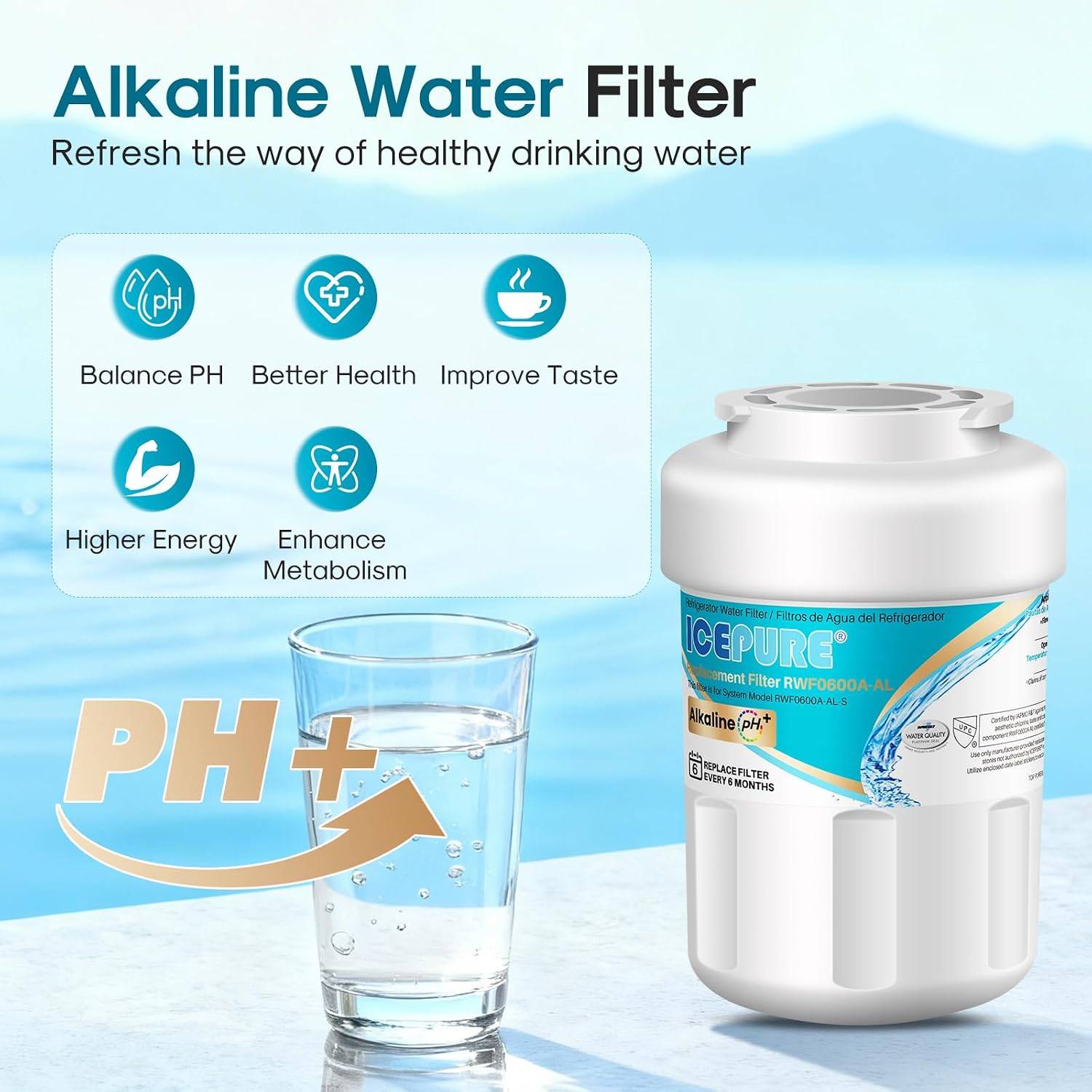 ICEPURE Alkaline RWF0600A Refrigerator Water Filter-3 Pack - photo 2