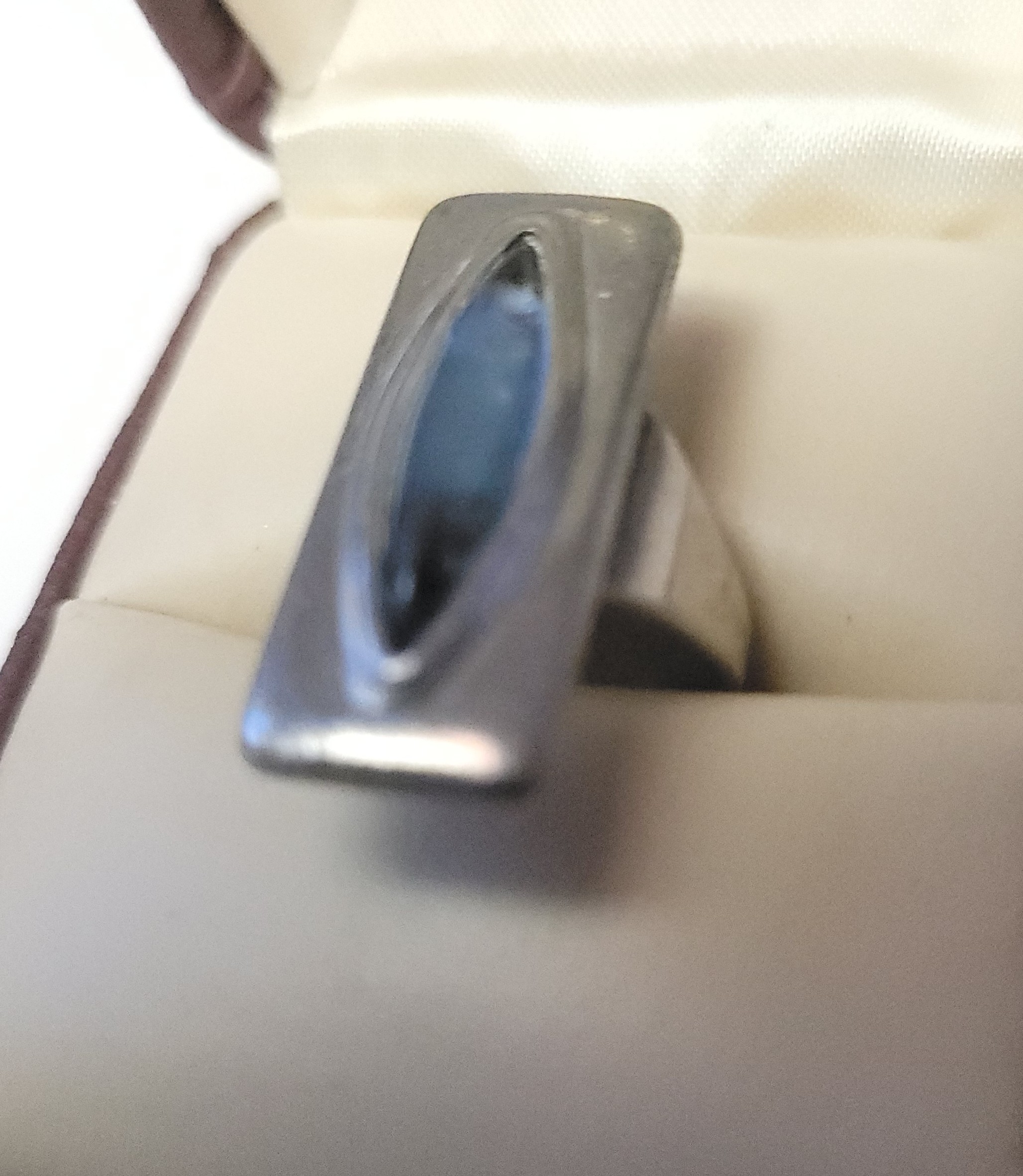 1960s Jørgen Jensen Denmark Pewter Ring #230 Blue Glass - photo 2