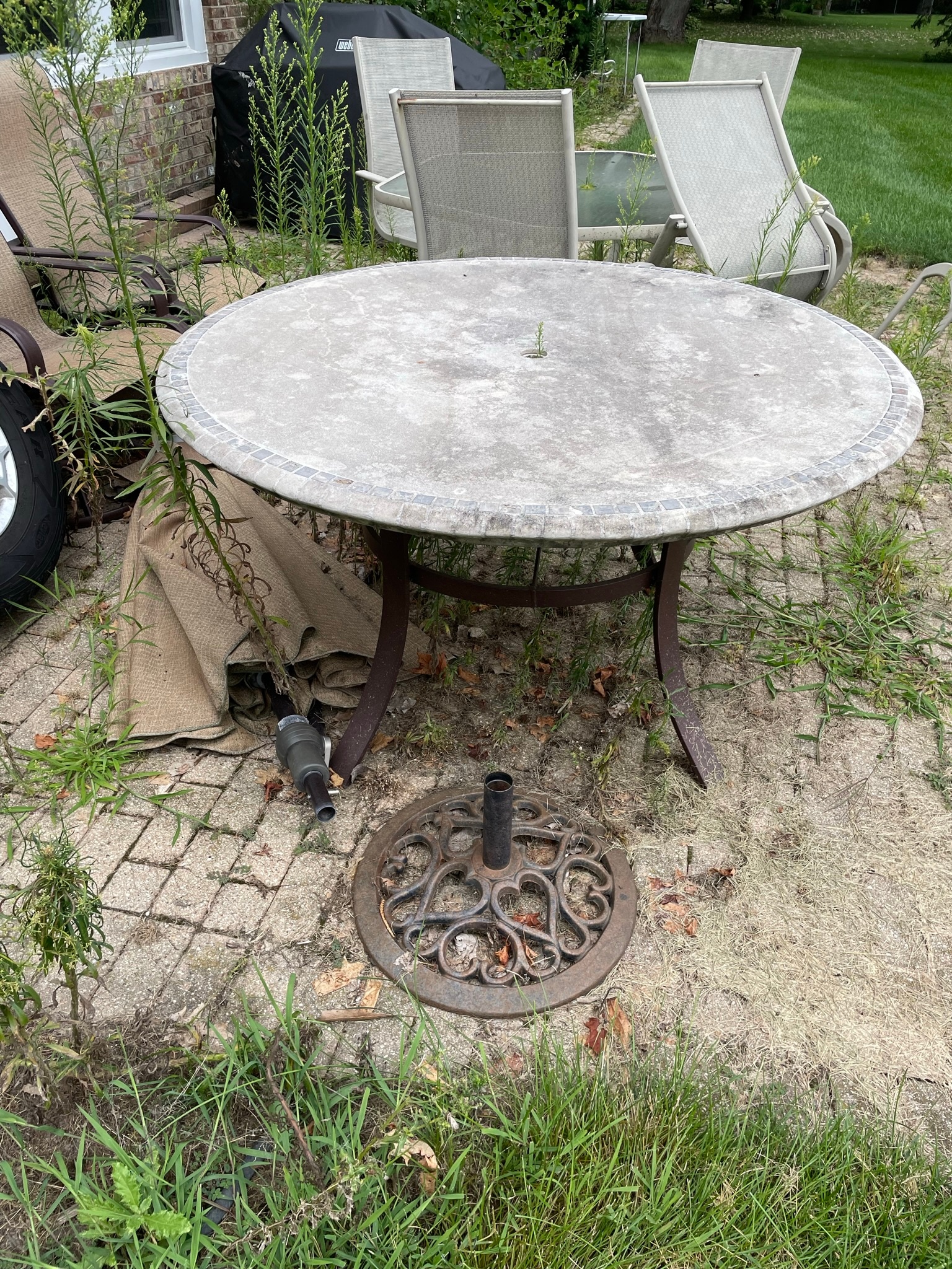 Patio Dining Set with 4 Swivel Chairs and Round Table - photo 3