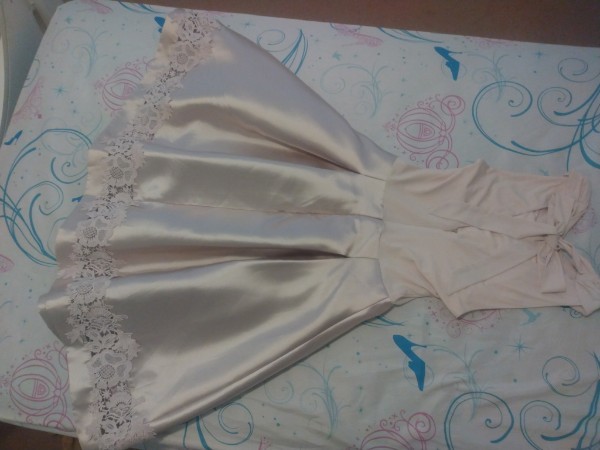 Pink Satin Dress with Lace Trim - photo 3