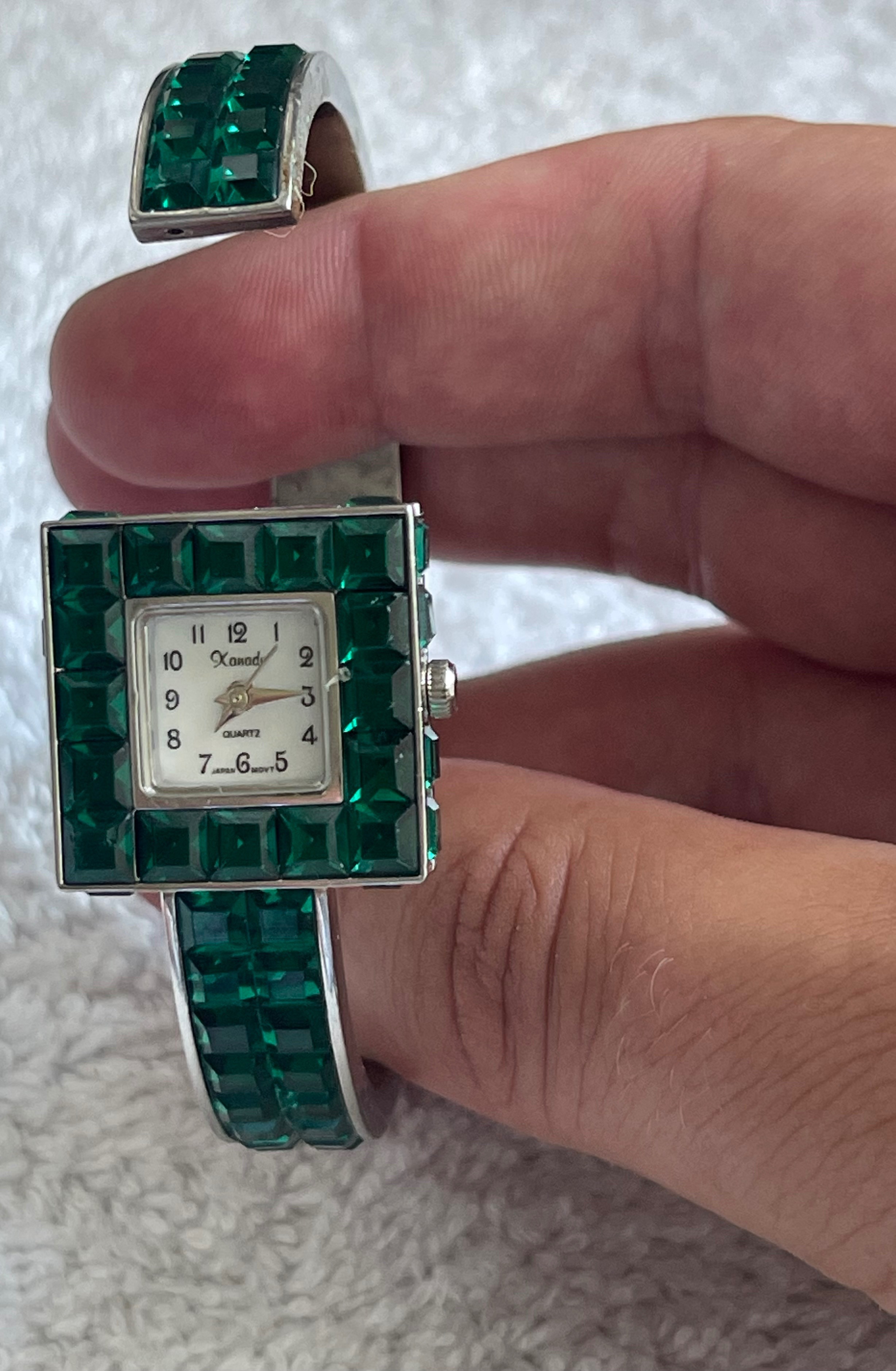 Vintage Xanadu Emerald Green Bangle Watch (Needs Battery) - photo 2