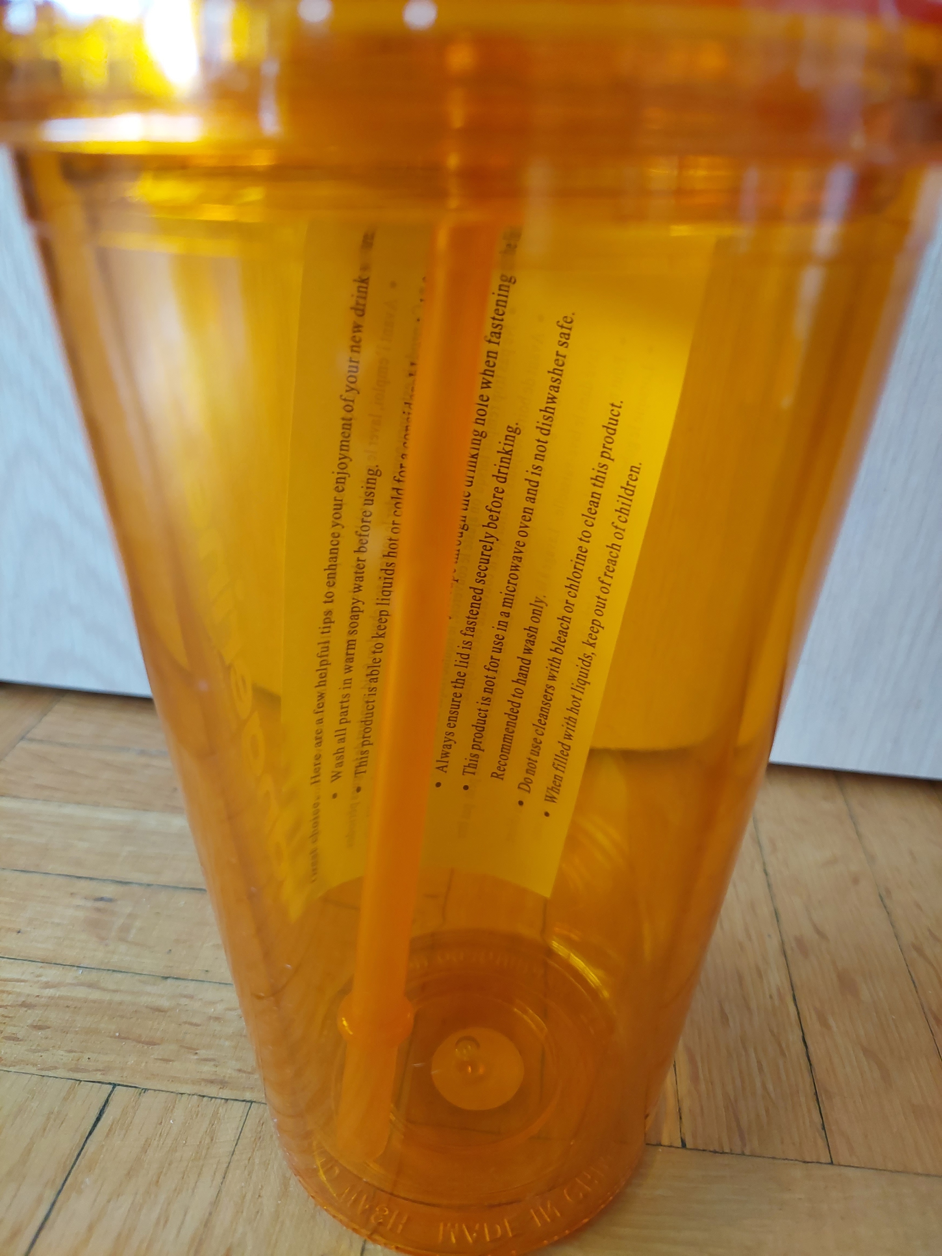 Orange Tangerine Cold Cup Tumbler with Straw Water Drinking - photo 3