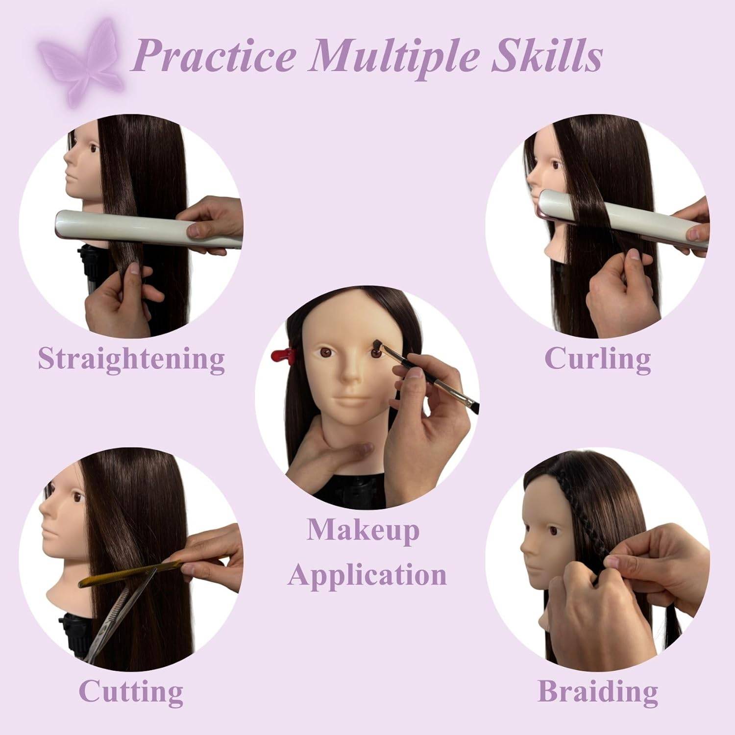 NEW~ 28" 80% Real Hair Mannequin Head Cosmetology - photo 4