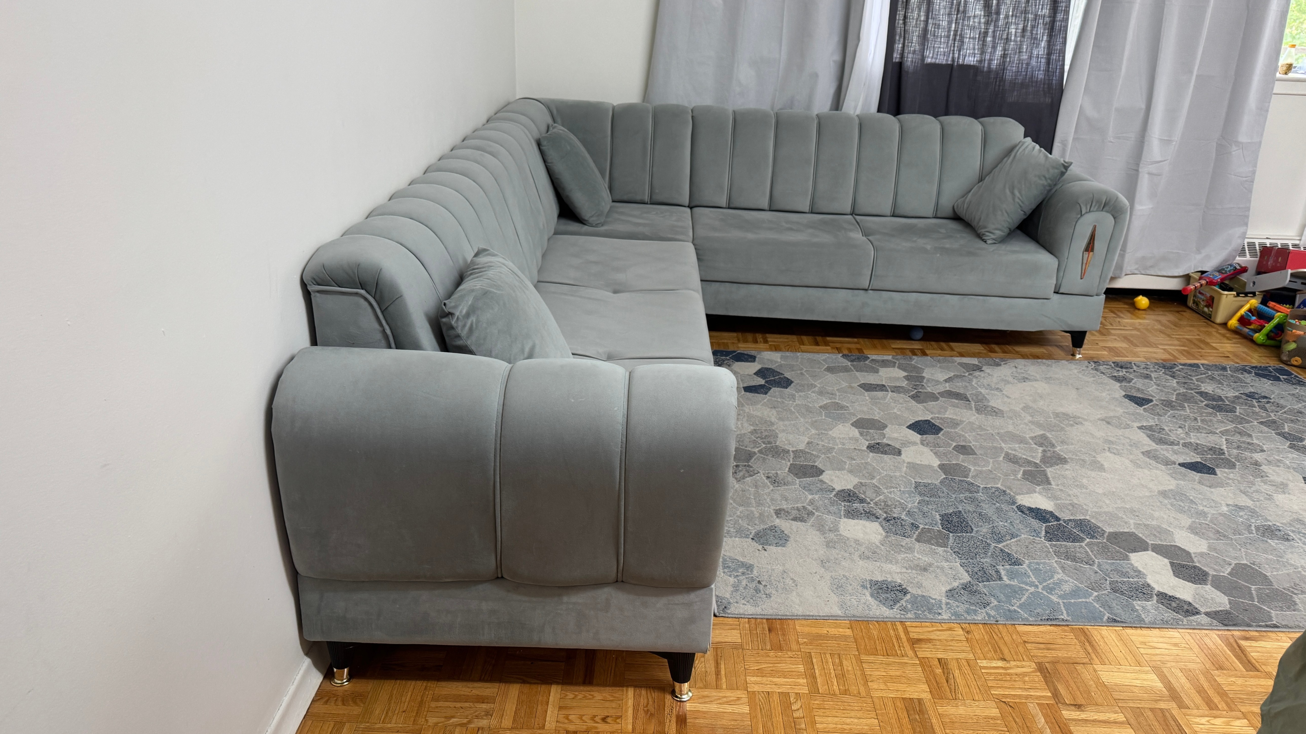 Italian-Style Grey L-Shaped Sectional Sofa – 9ft x 8ft - photo 4