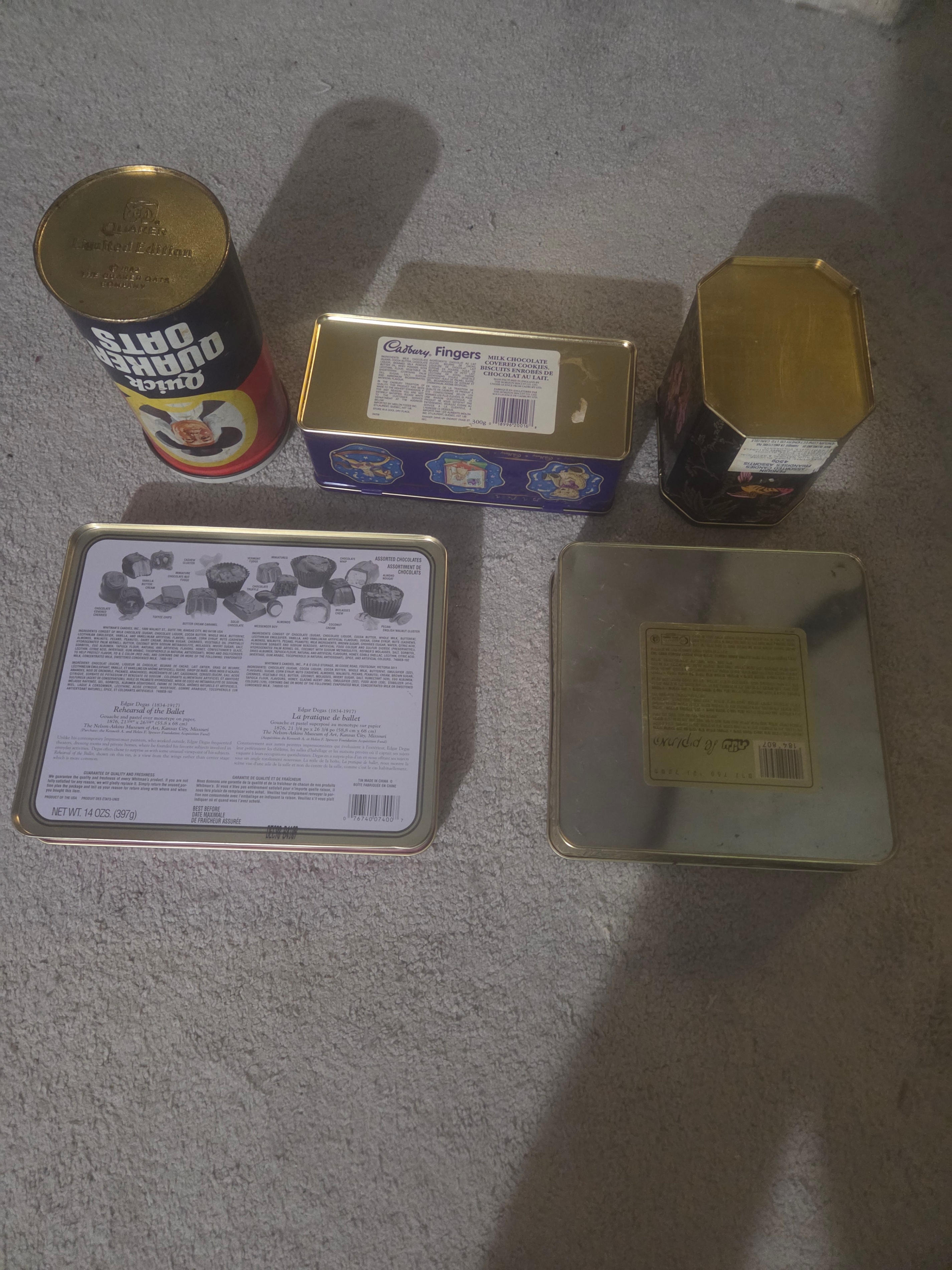 Vintage 5pc Collectible Tin Lot - Baret Ware, Cadbury, Whitman's - photo 2