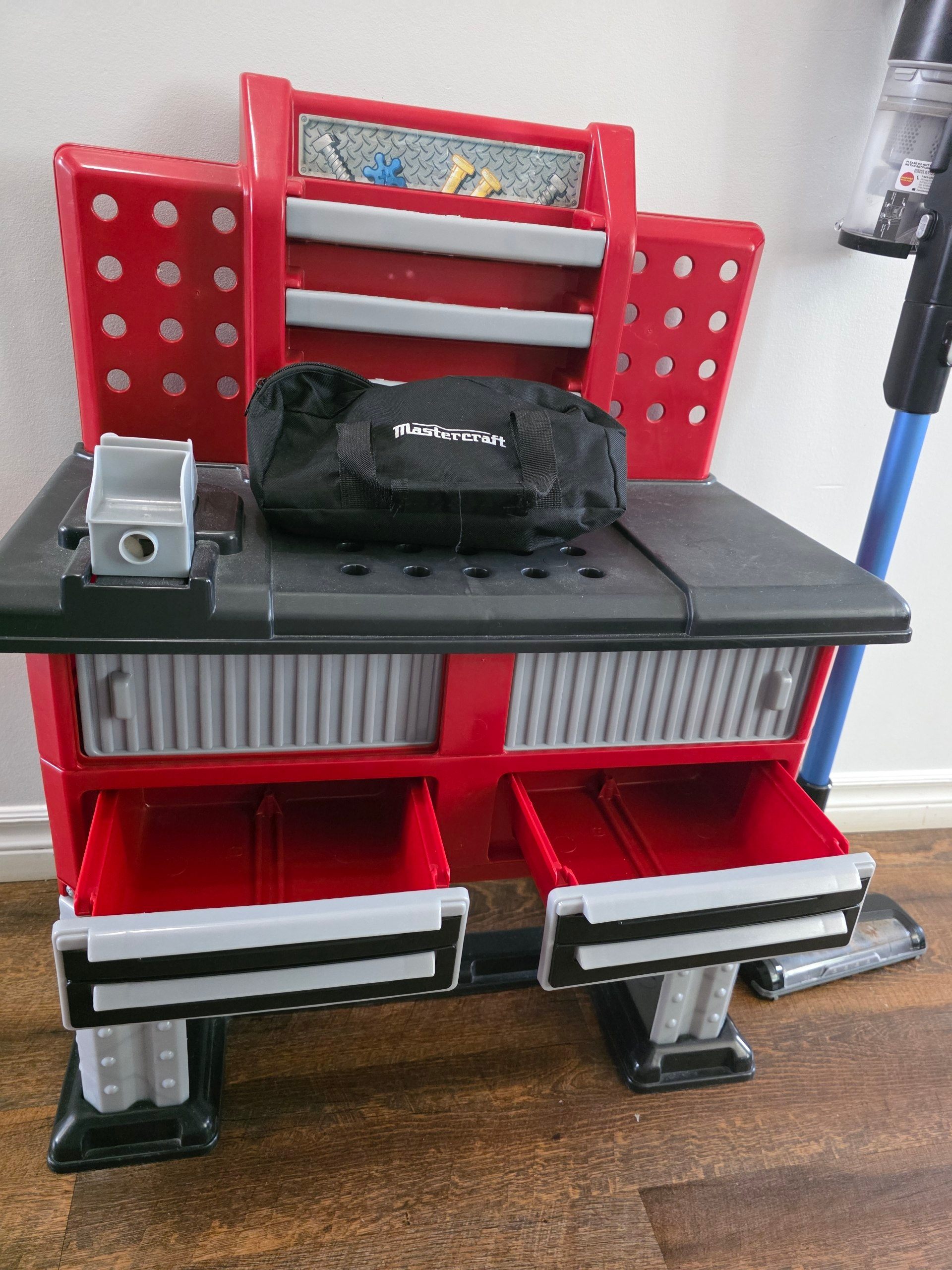 Mastercraft Kids Toy Tool Bench & Tool Bag Set - Quick Sale!