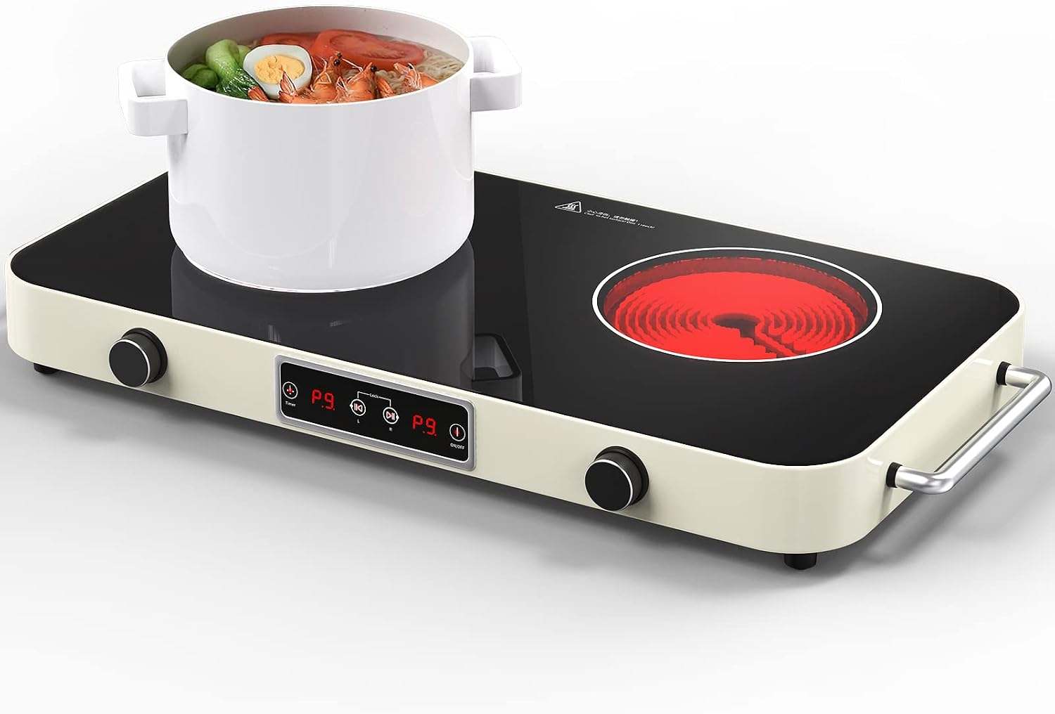 Electric Cooktop, Electric Stove 2 Burners with Knob Control