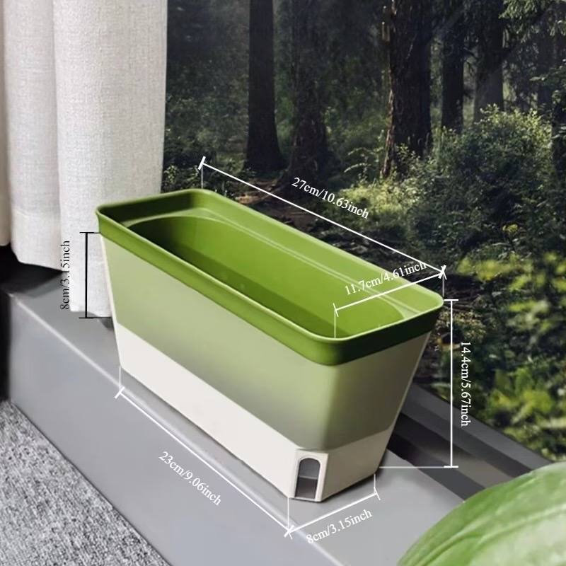 Self-Watering Green/White Planter - photo 4