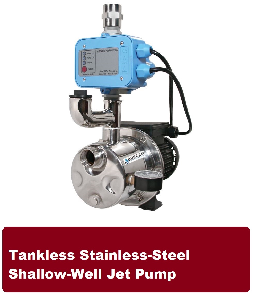 Tankless Stainless-Steel Shallow-Well Jet Pump - 3/4 HP