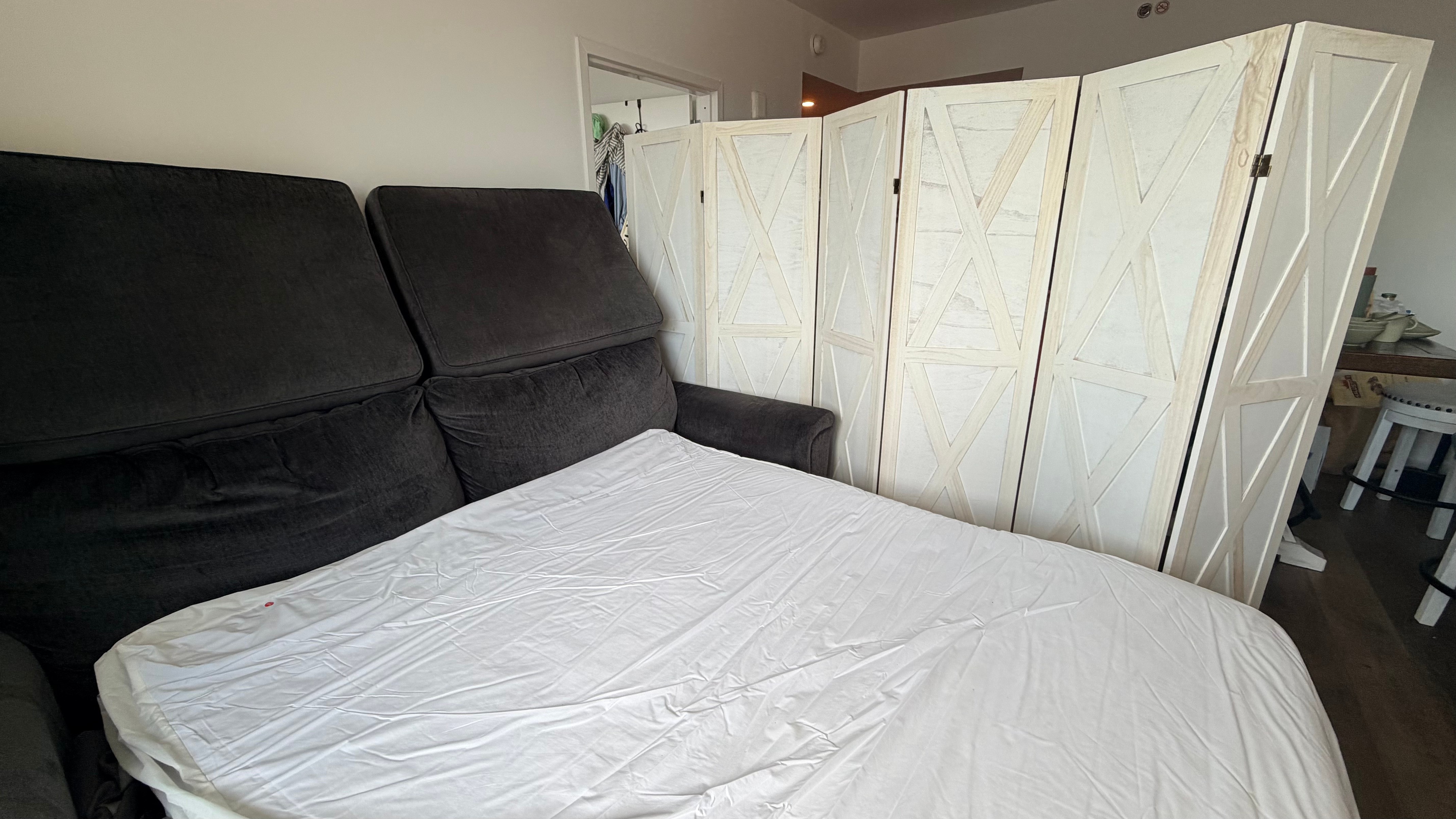 6-Panel Folding Room Divider - Rustic White Barn Door - photo 5